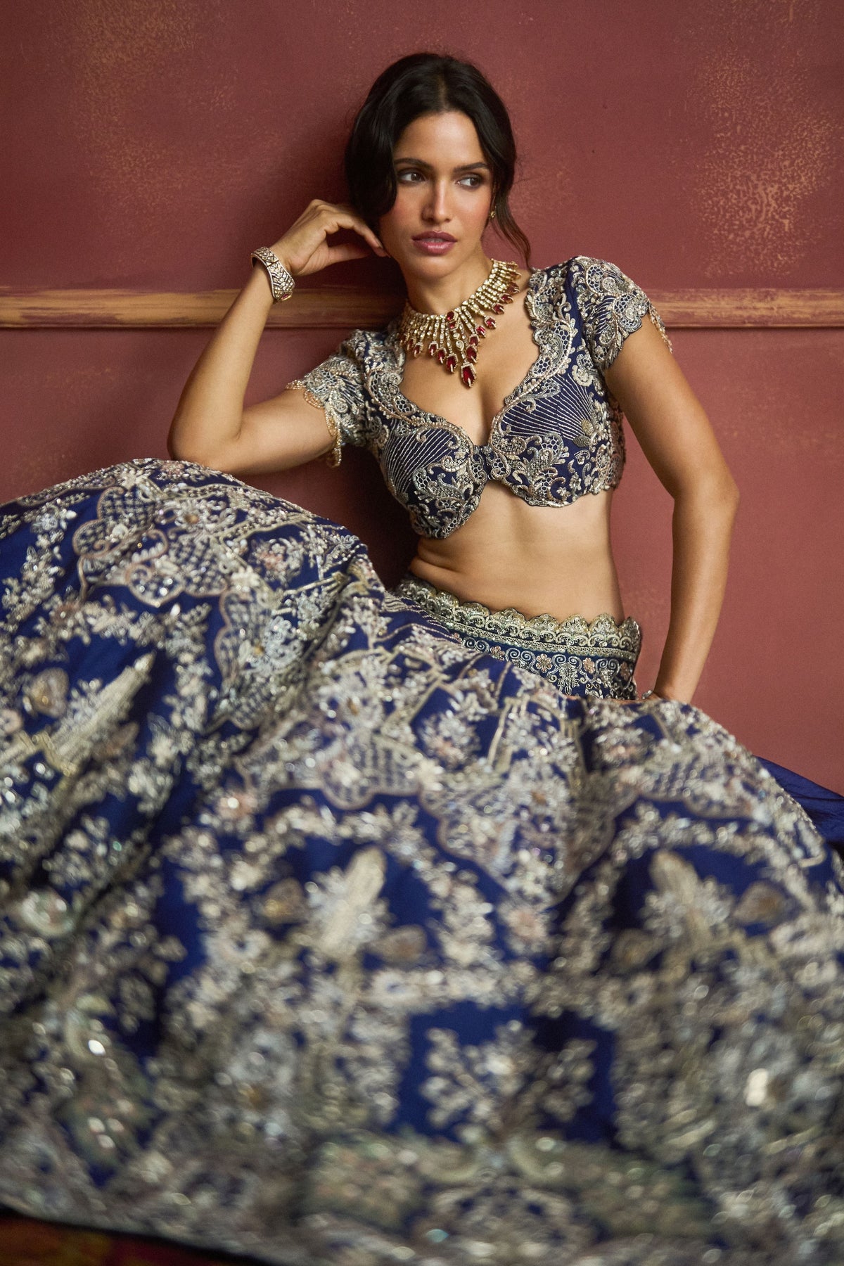 Purple Raw Silk Lehenga Set