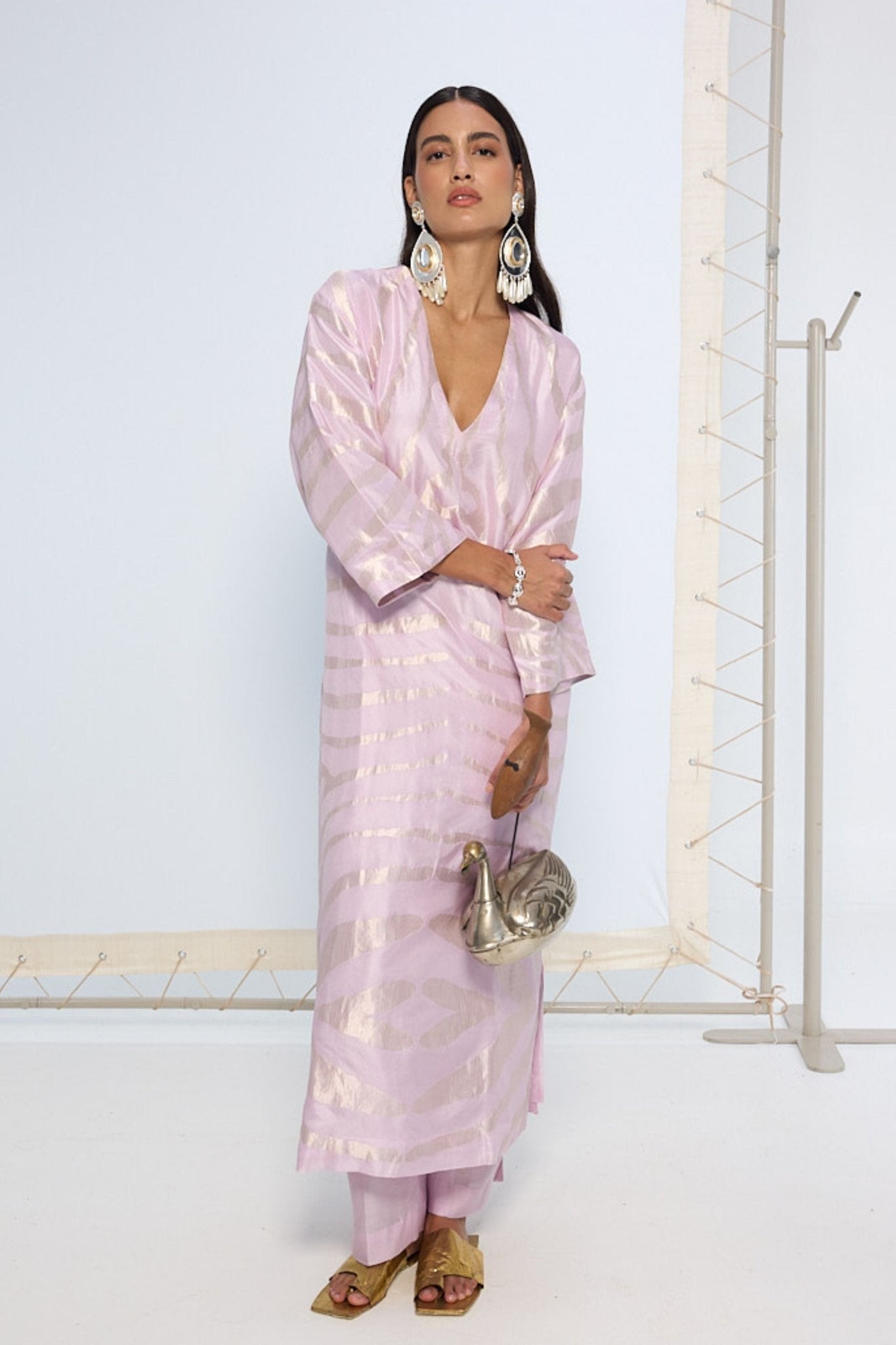 Handwoven Lavender Kurta Set - Ekaya - Elahe