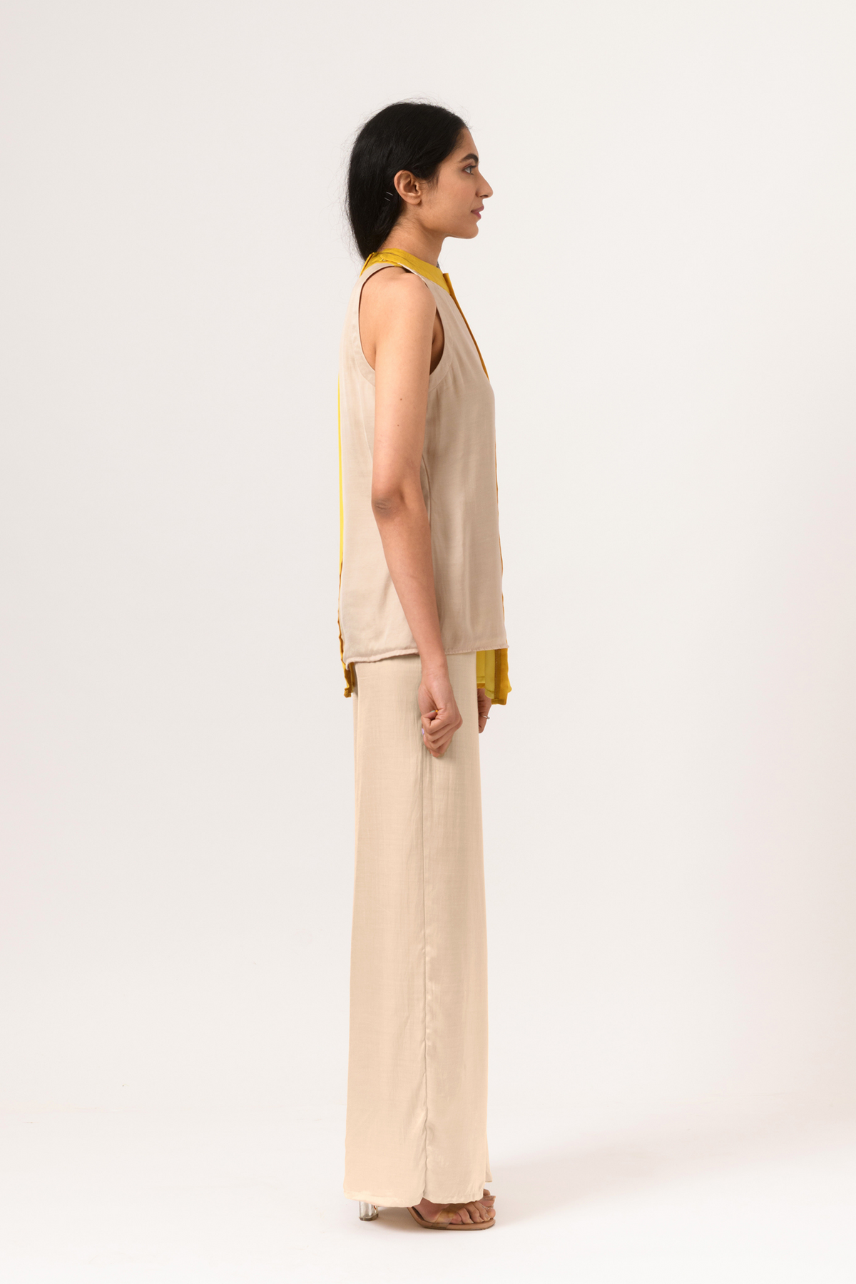 Ecru yellow halter neck top