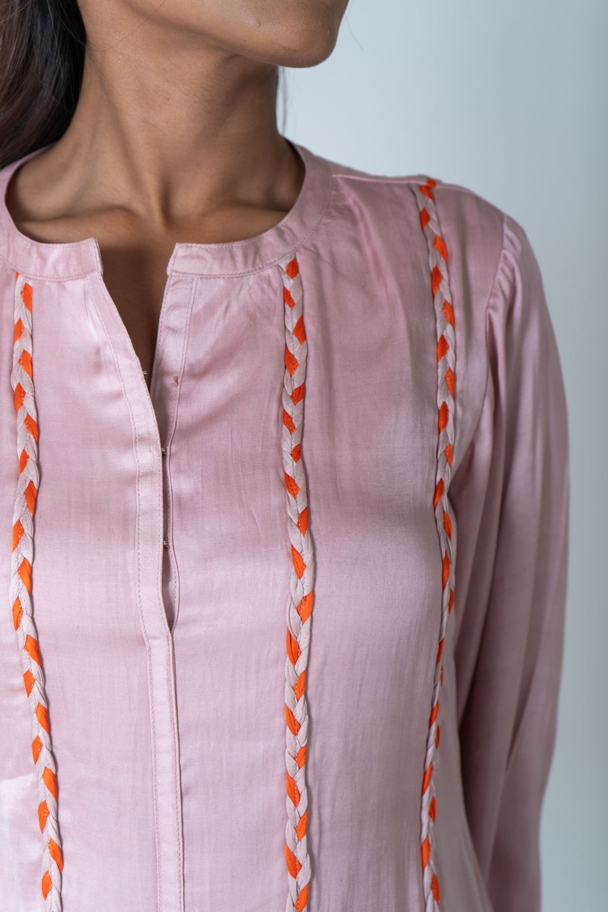 Pink-orange Short Gather Dress