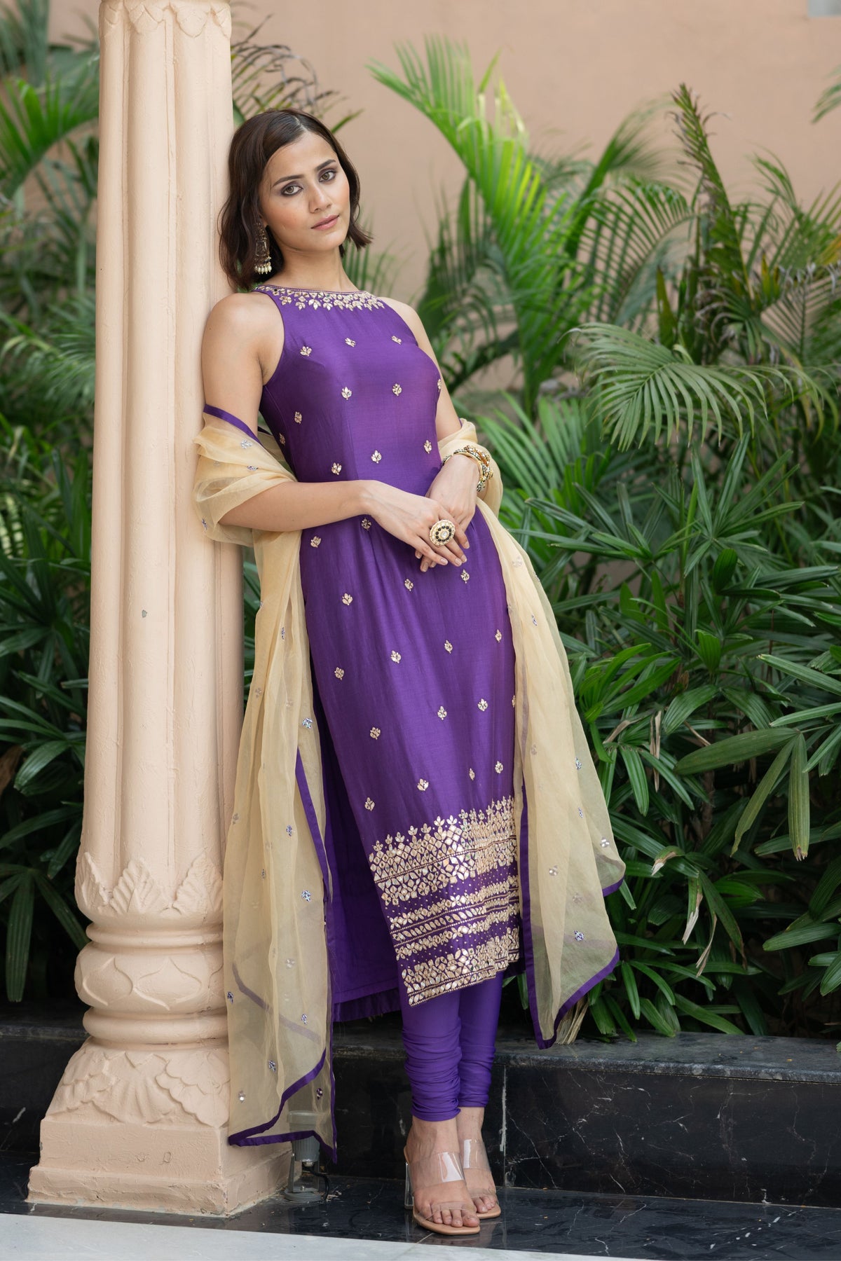Purple Chudidar Set