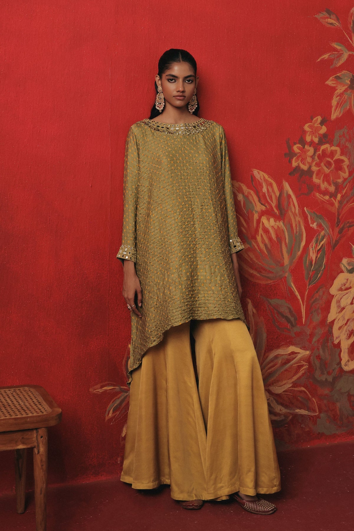 Asymmetric Sage Green Tunic Set