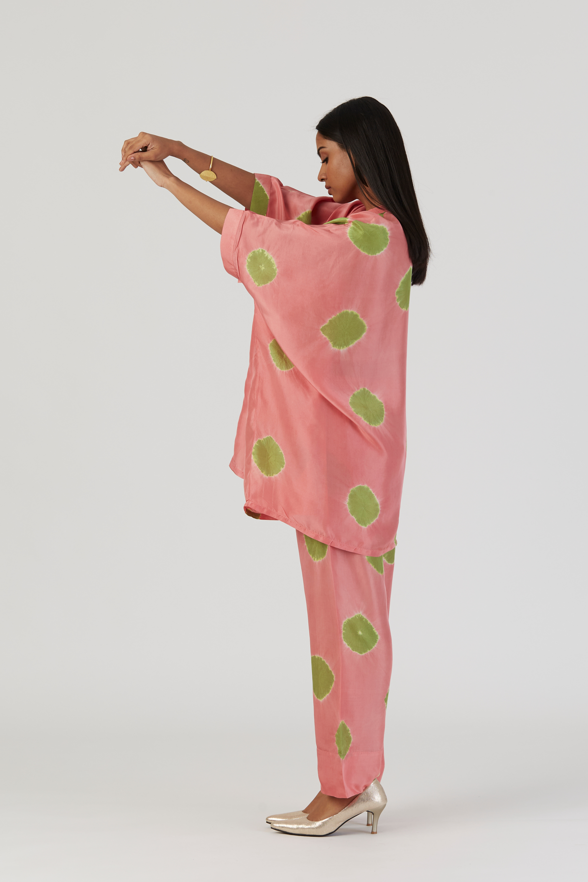 Pink Tie-Dye Silk Kaftan Set