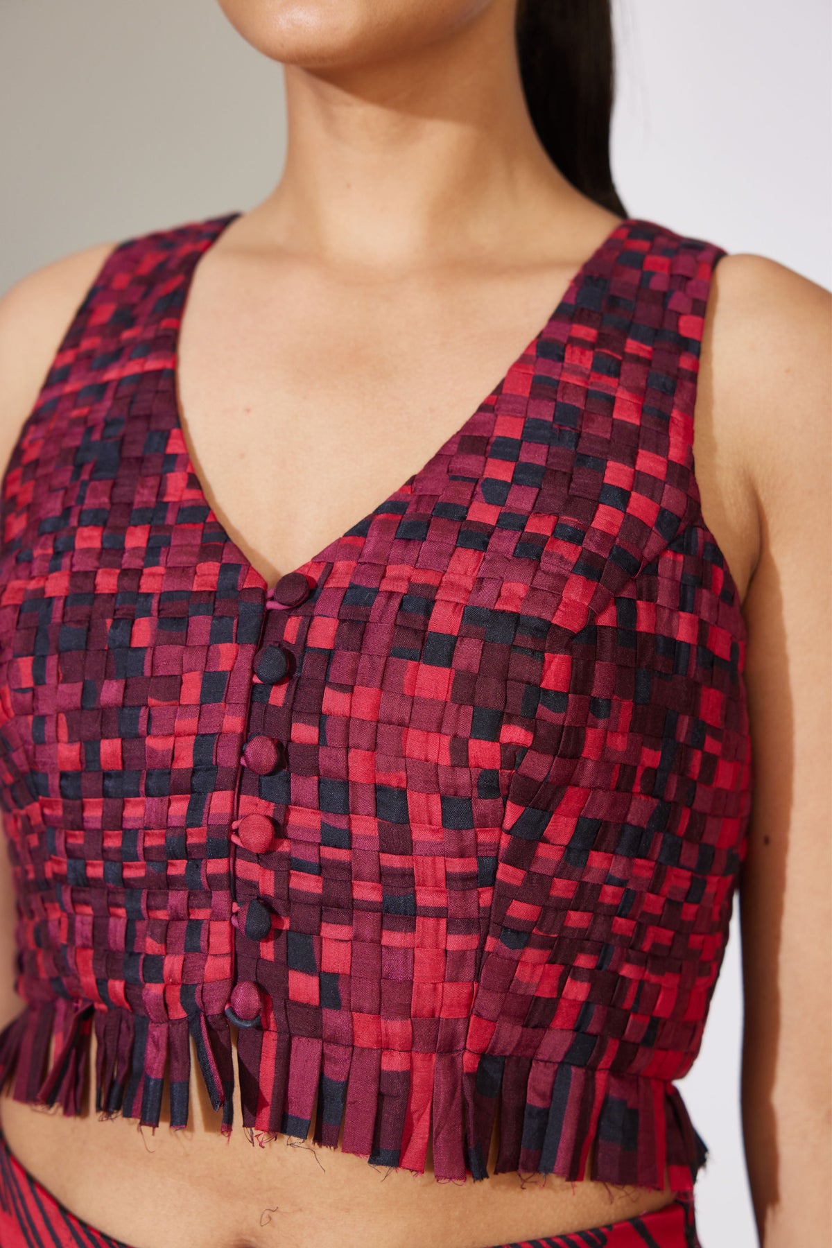 Red Weaved Bustier