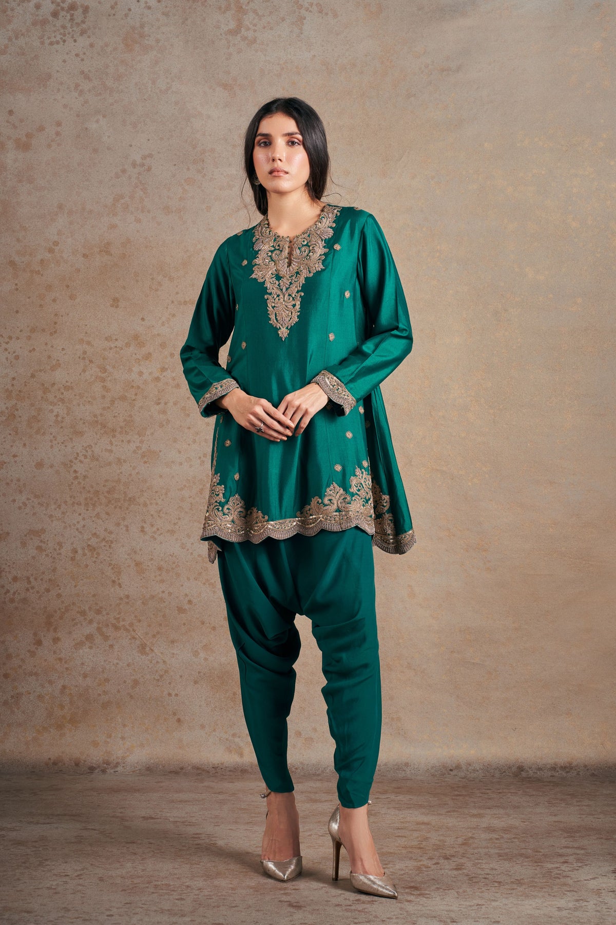 Luxurious Emerald Ethnic Peplum Set