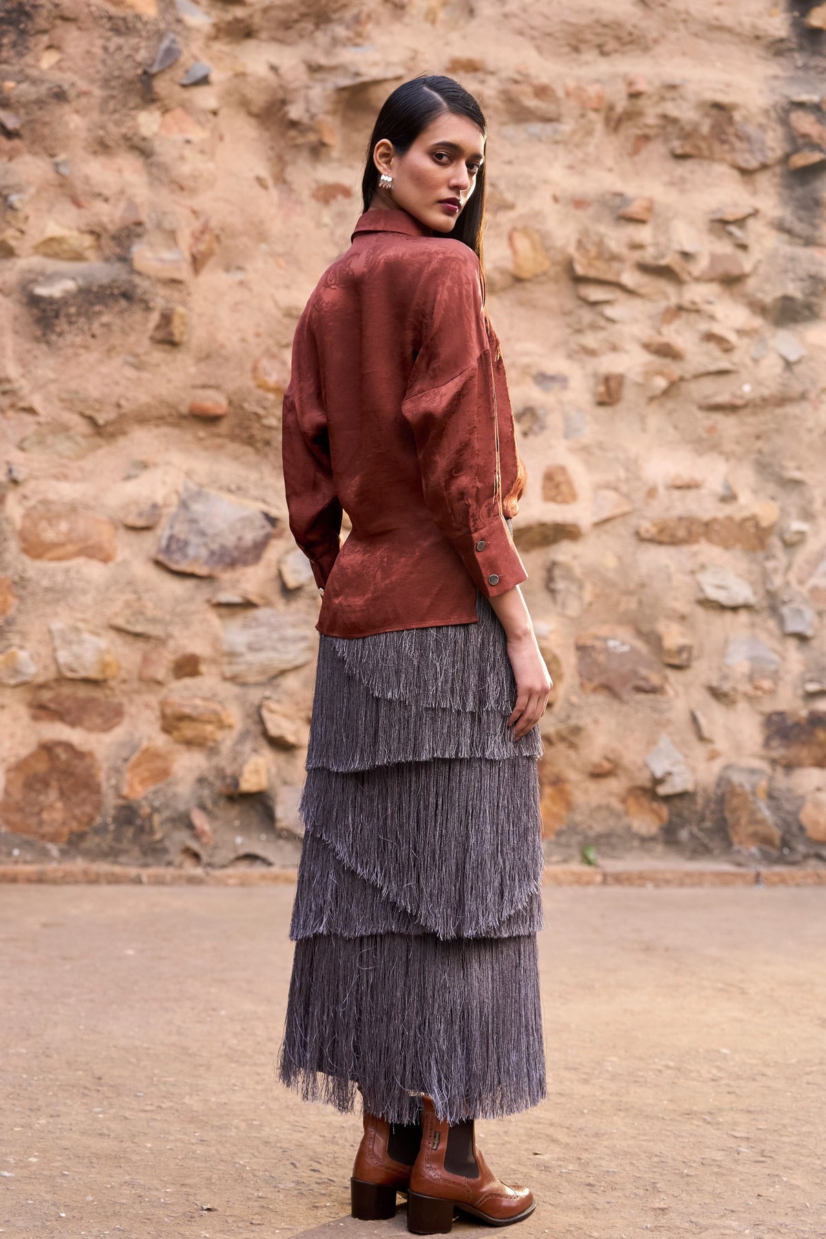 Umber Front Overlap Shirt