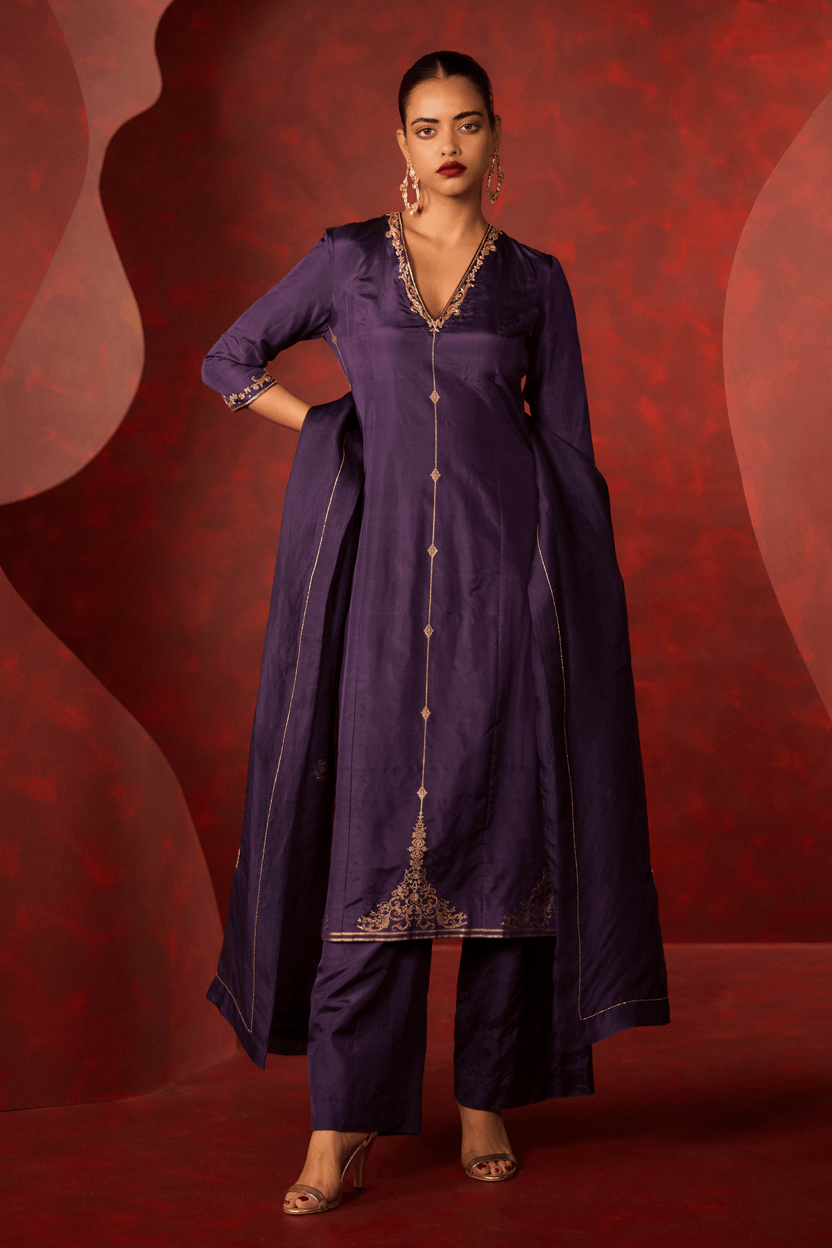 Endless Love Kurta Set in Navy