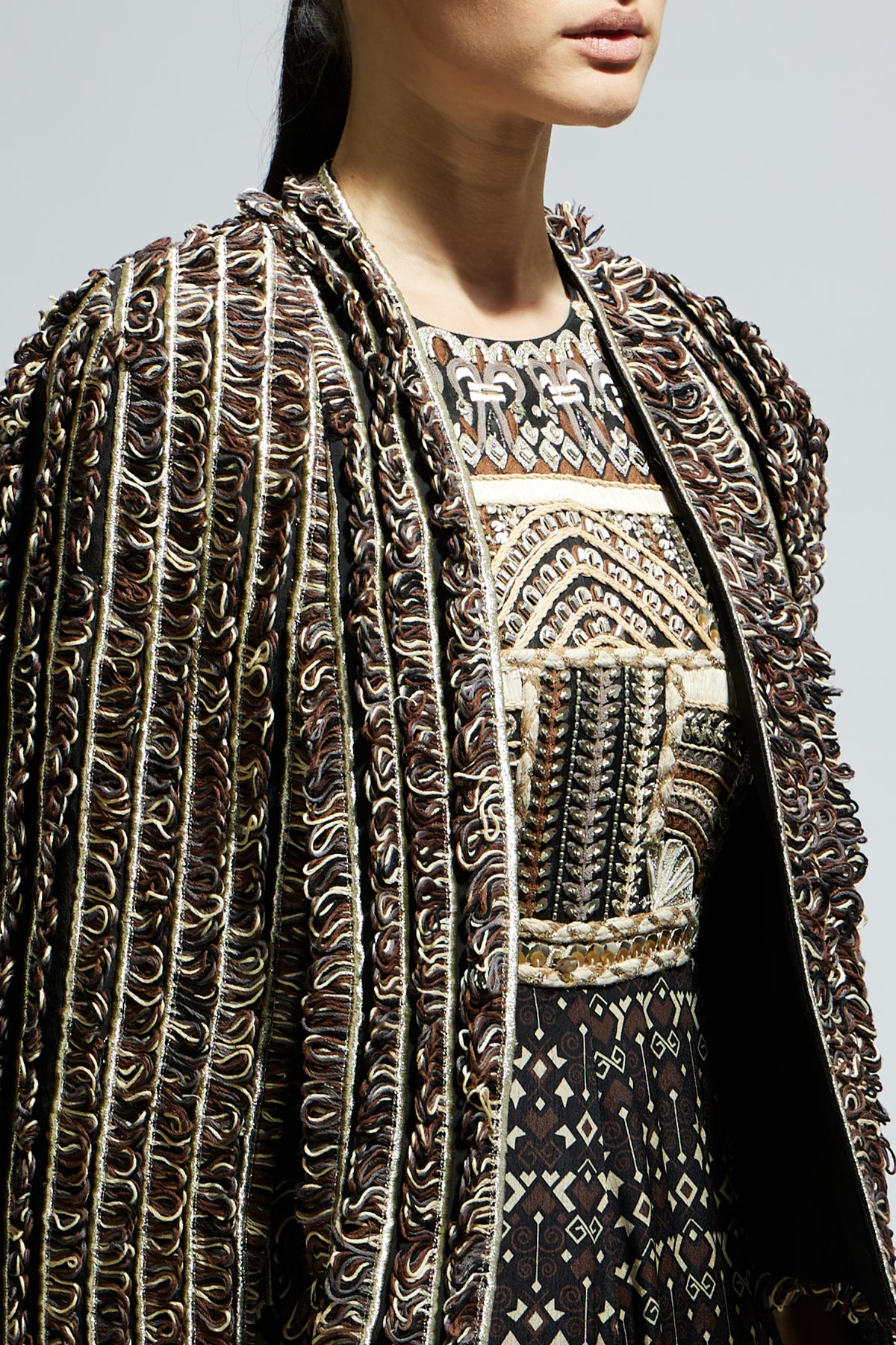 Brown Textured Noor Jacket