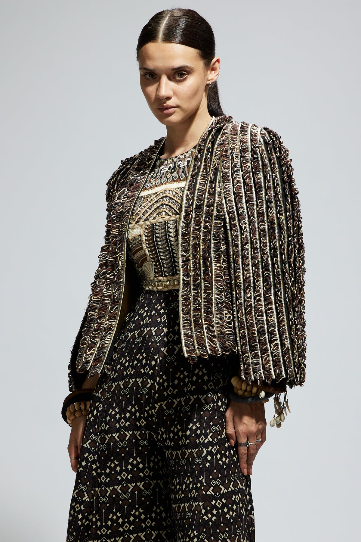 Brown Textured Noor Jacket