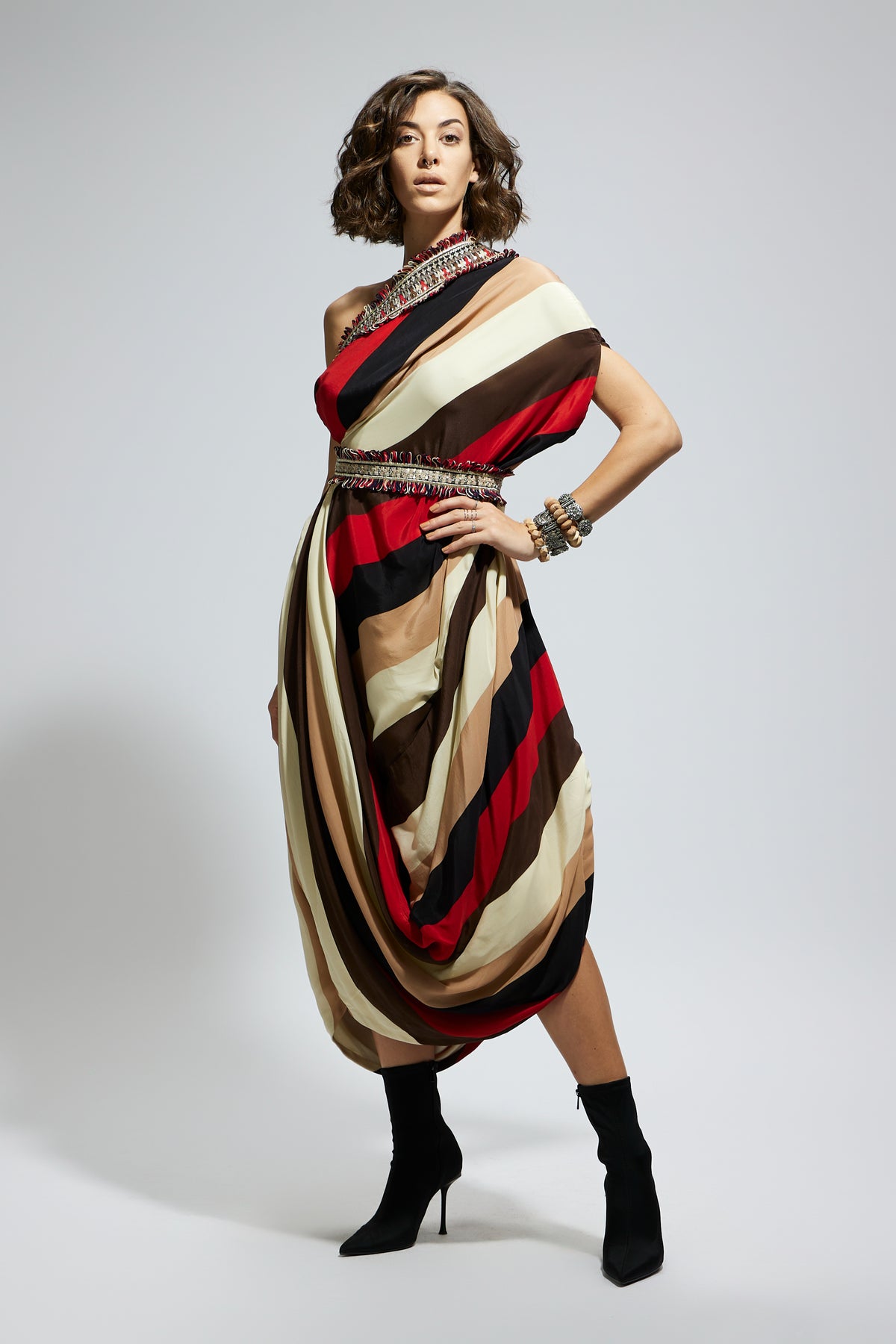 One Shoulder Dress With Belt