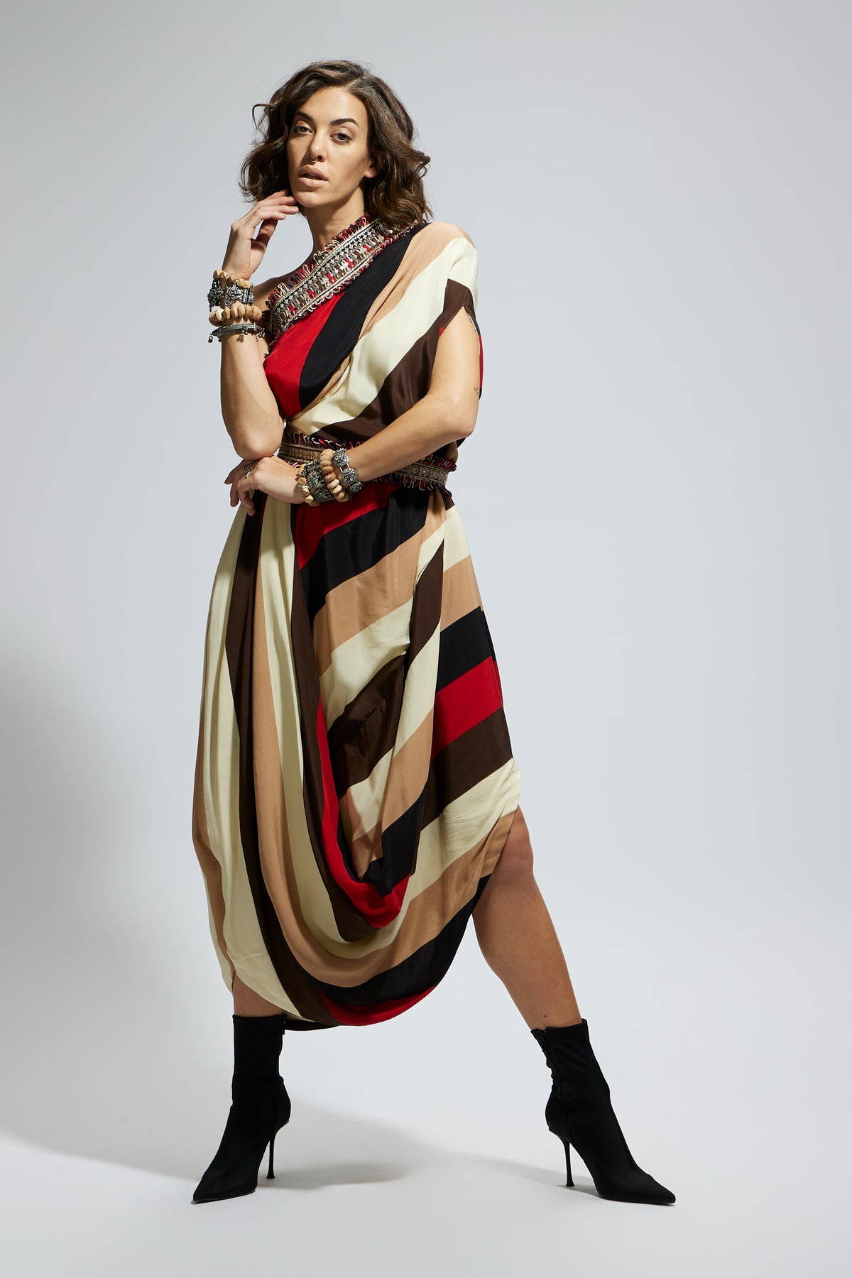 One Shoulder Dress With Belt