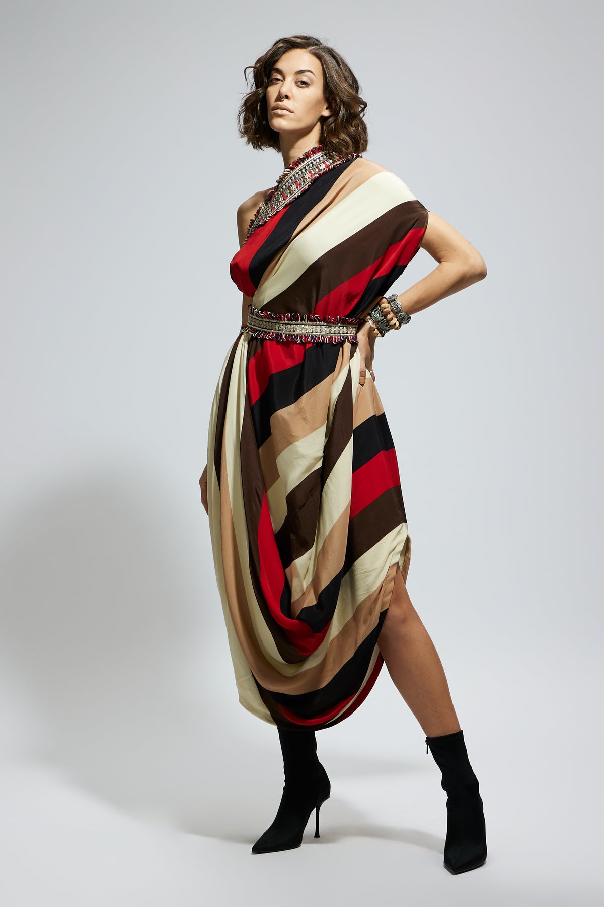 One Shoulder Dress With Belt