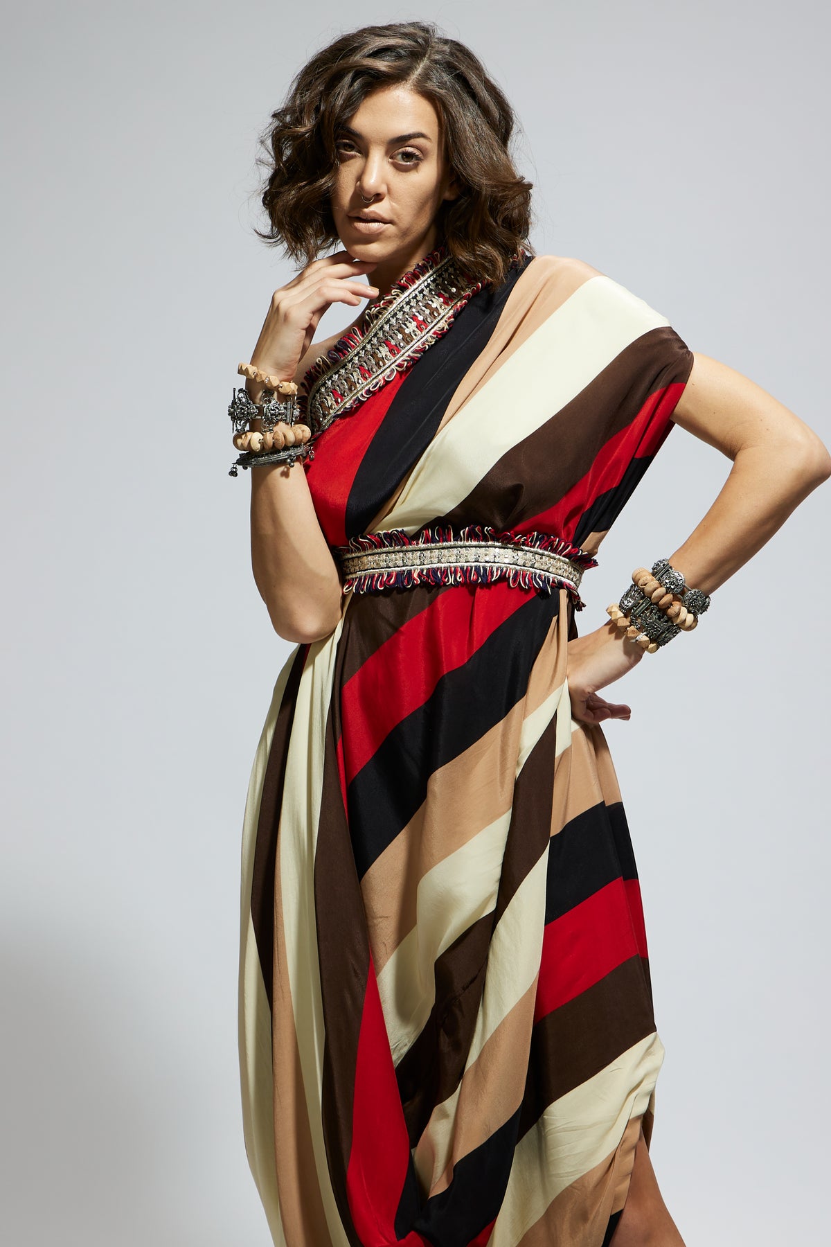 One Shoulder Dress With Belt