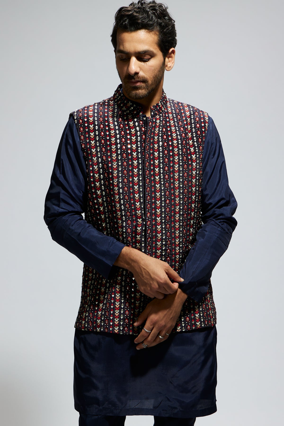 Blue Boho Geo Embellished Bandi
