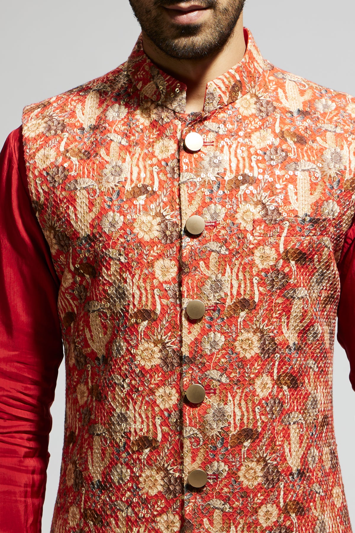 Orange Jaal Embellished Bandi