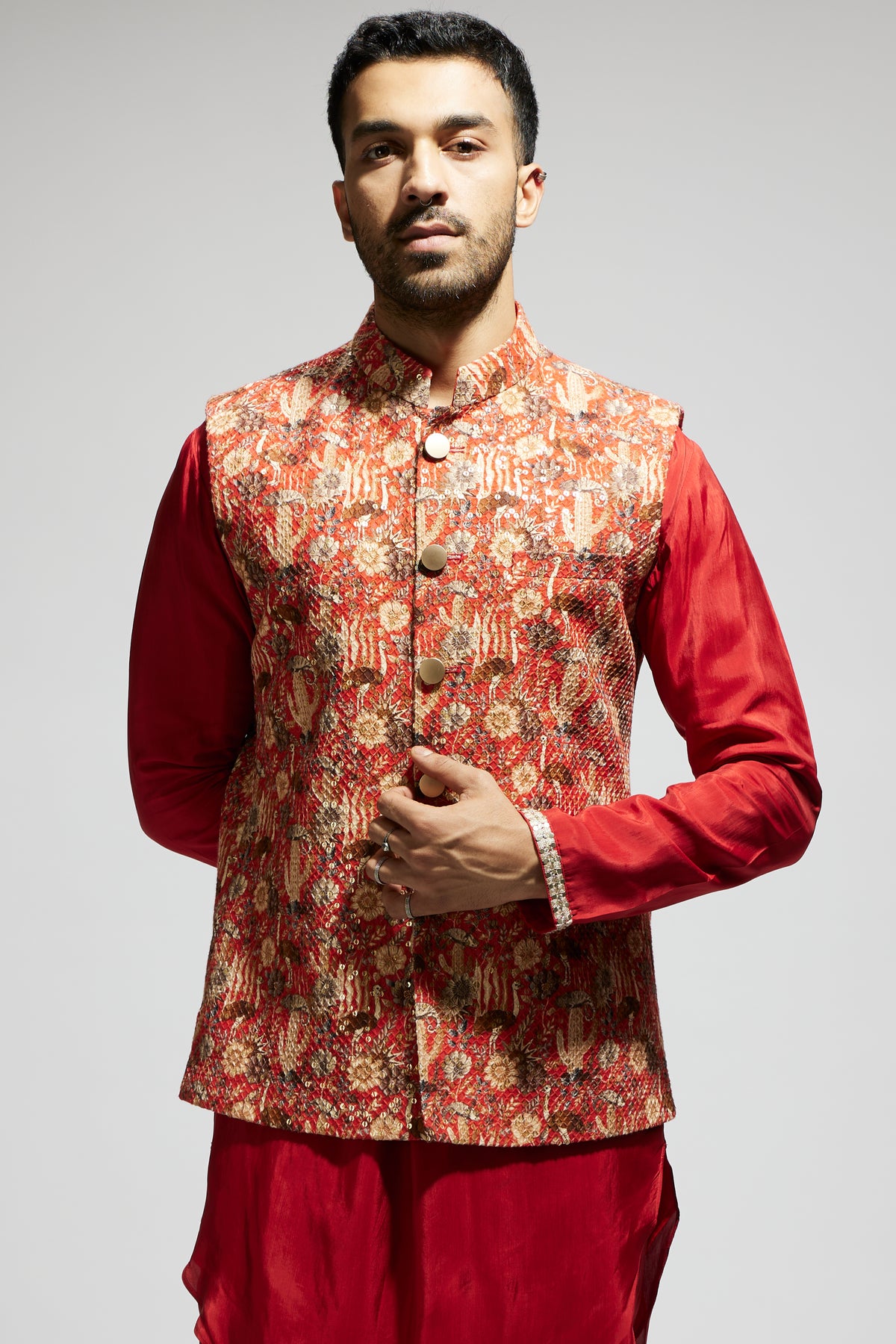 Orange Jaal Embellished Bandi