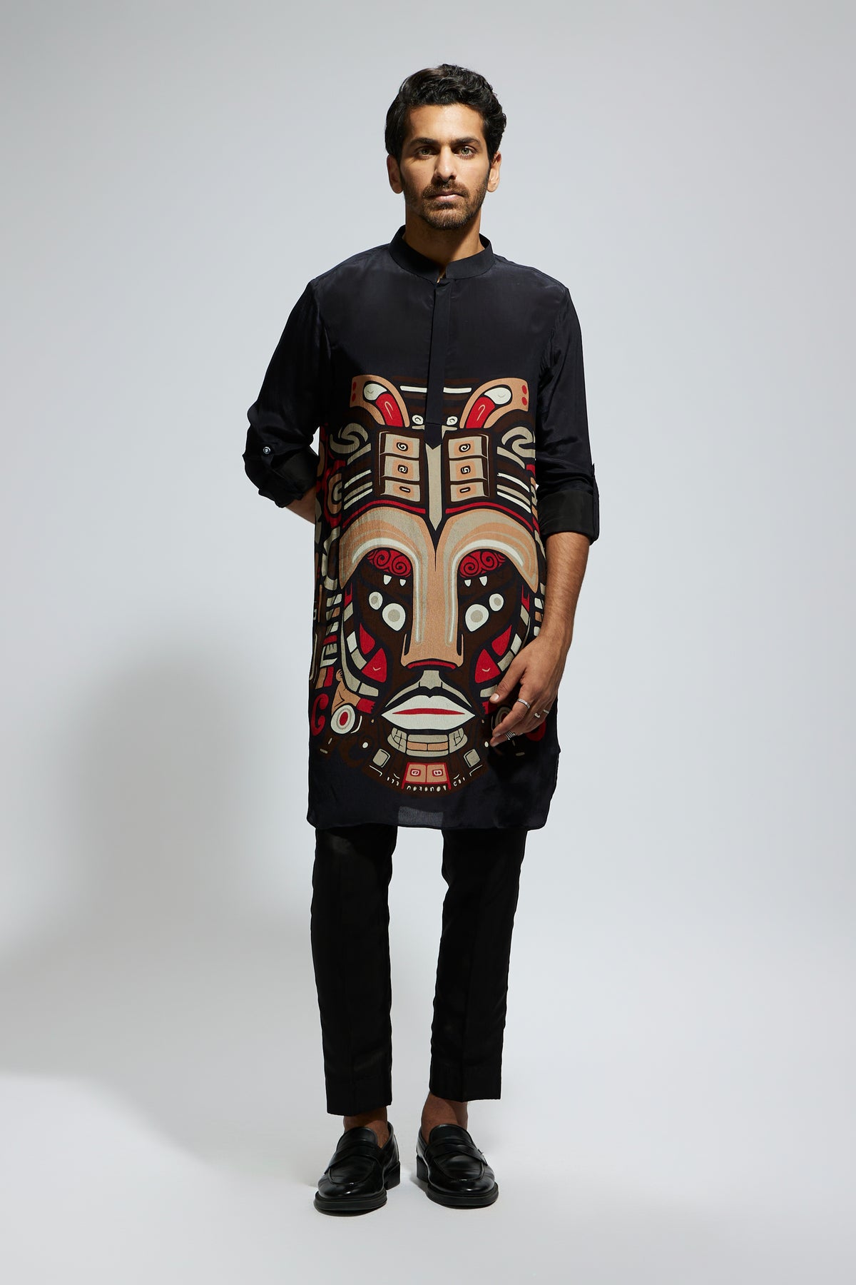 Black Mask Printed Kurta