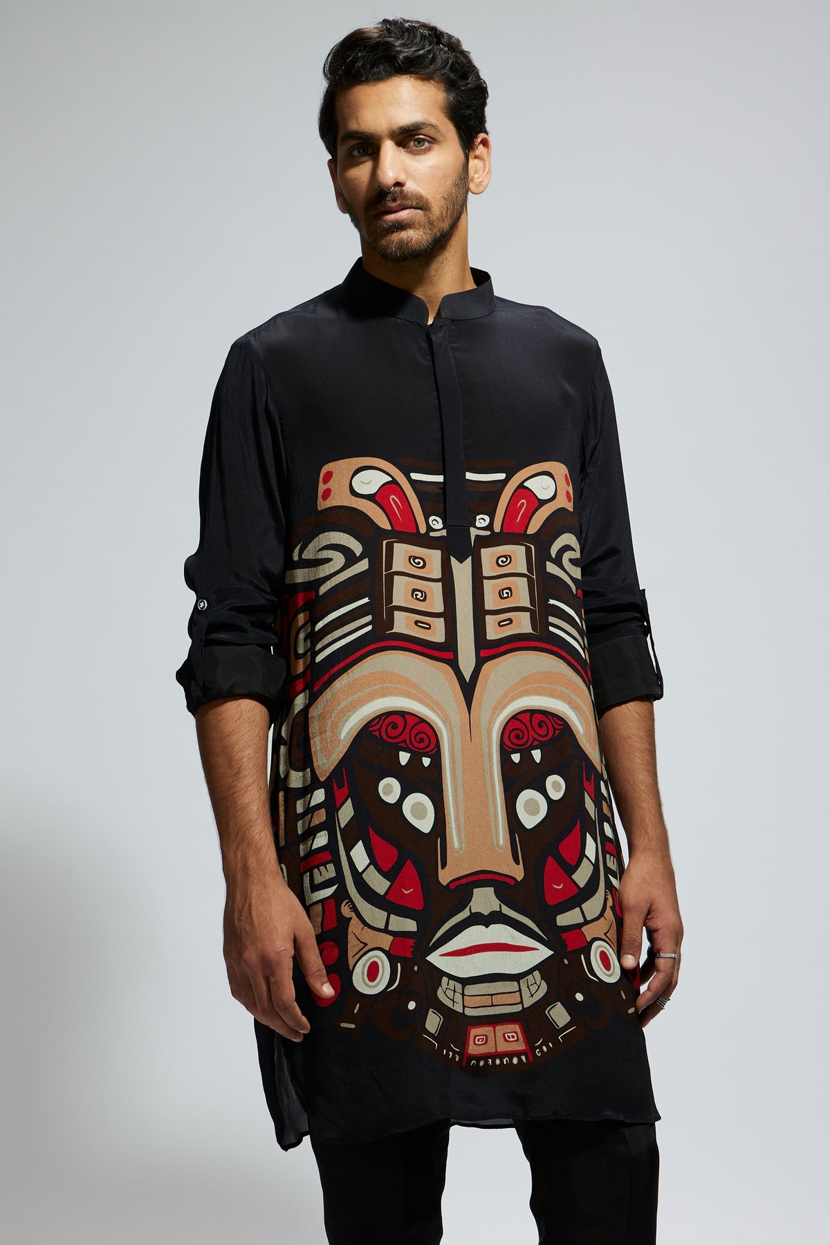 Black Mask Printed Kurta