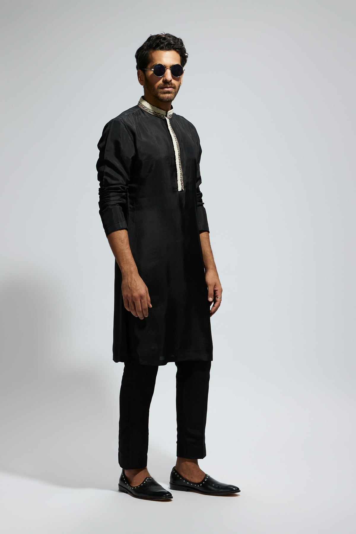 Black Solid Kurta Set