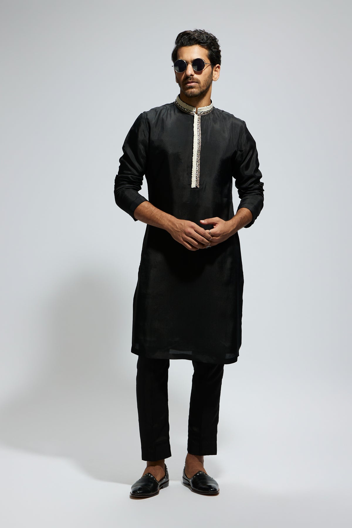 Black Solid Kurta Set