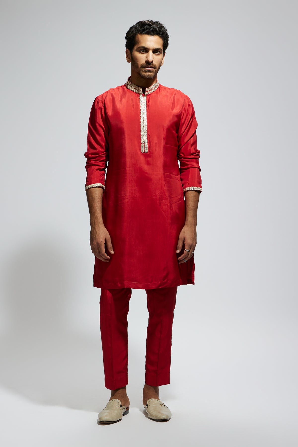 Orange Solid Kurta With Pants