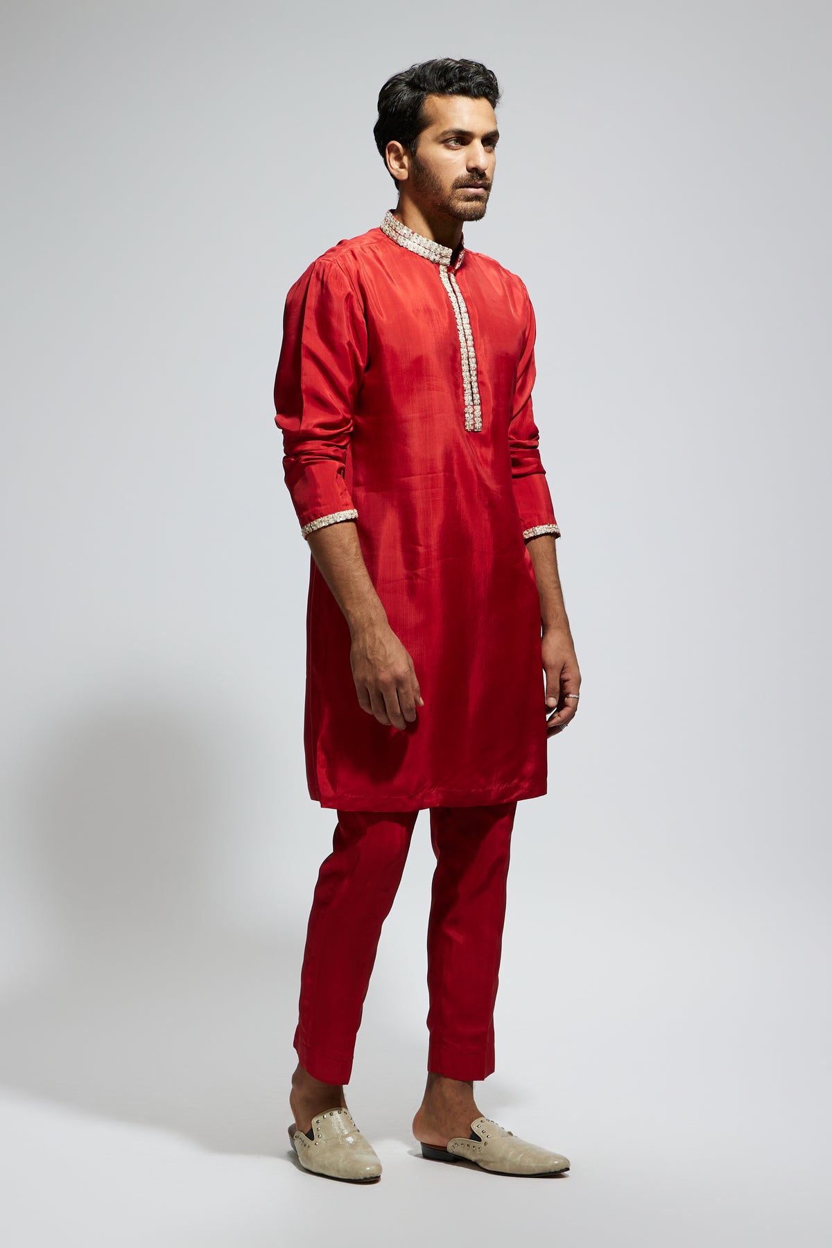 Orange Solid Kurta With Pants