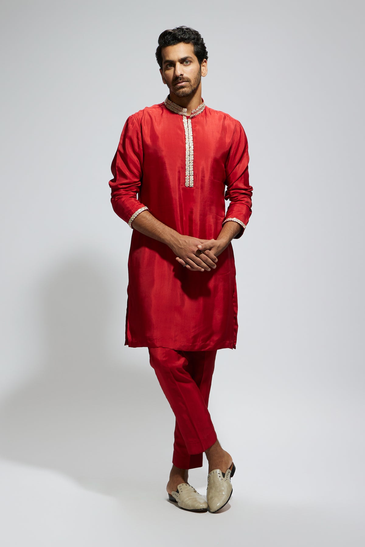 Orange Solid Kurta With Pants