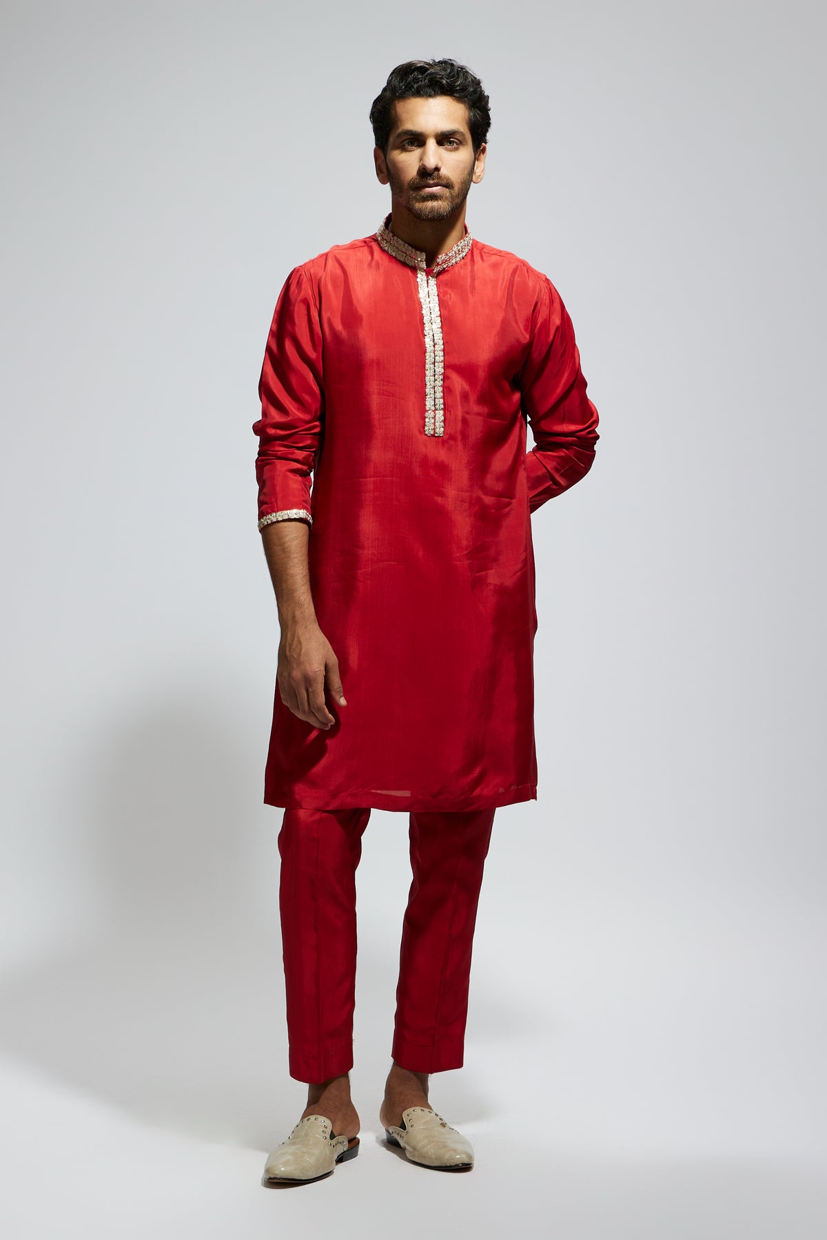 Orange Solid Kurta With Pants