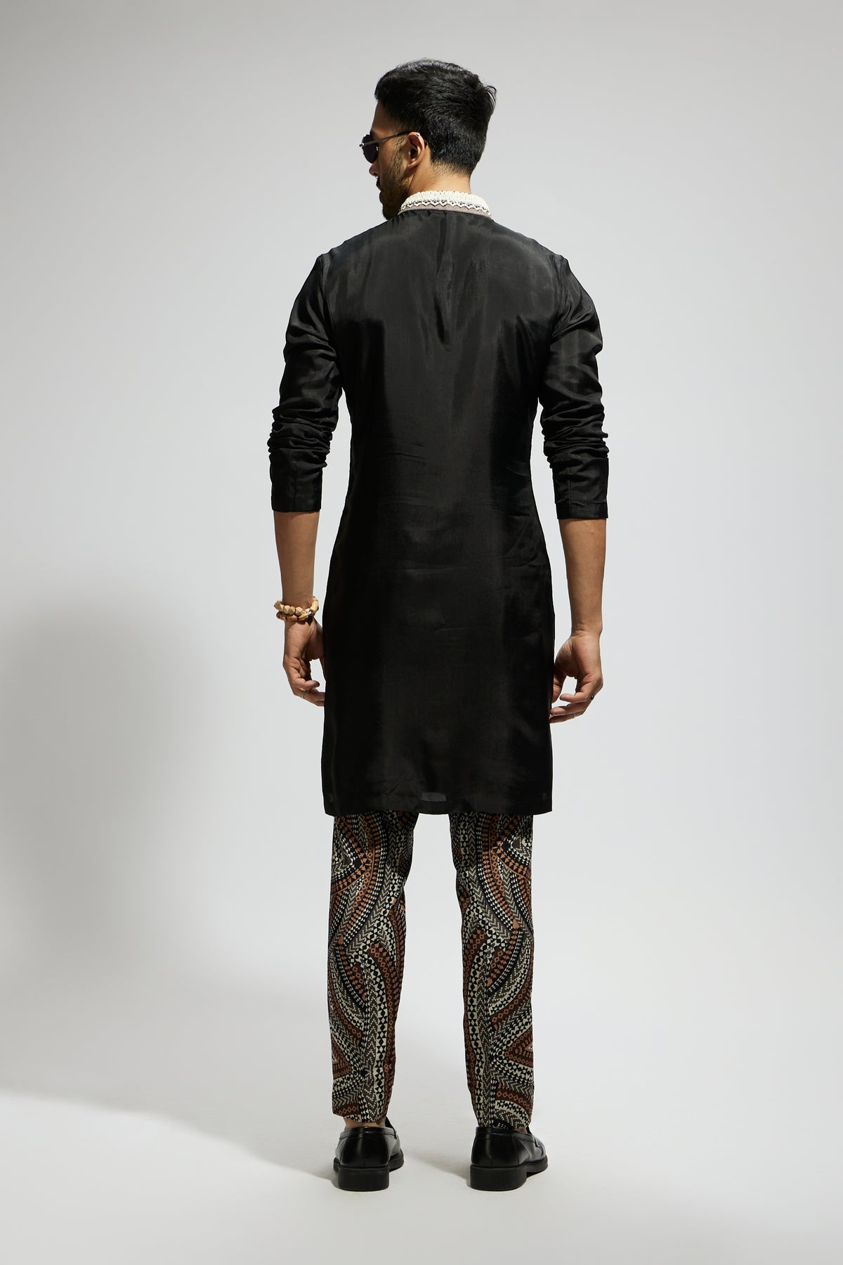 Black Solid Printed Kurta Set