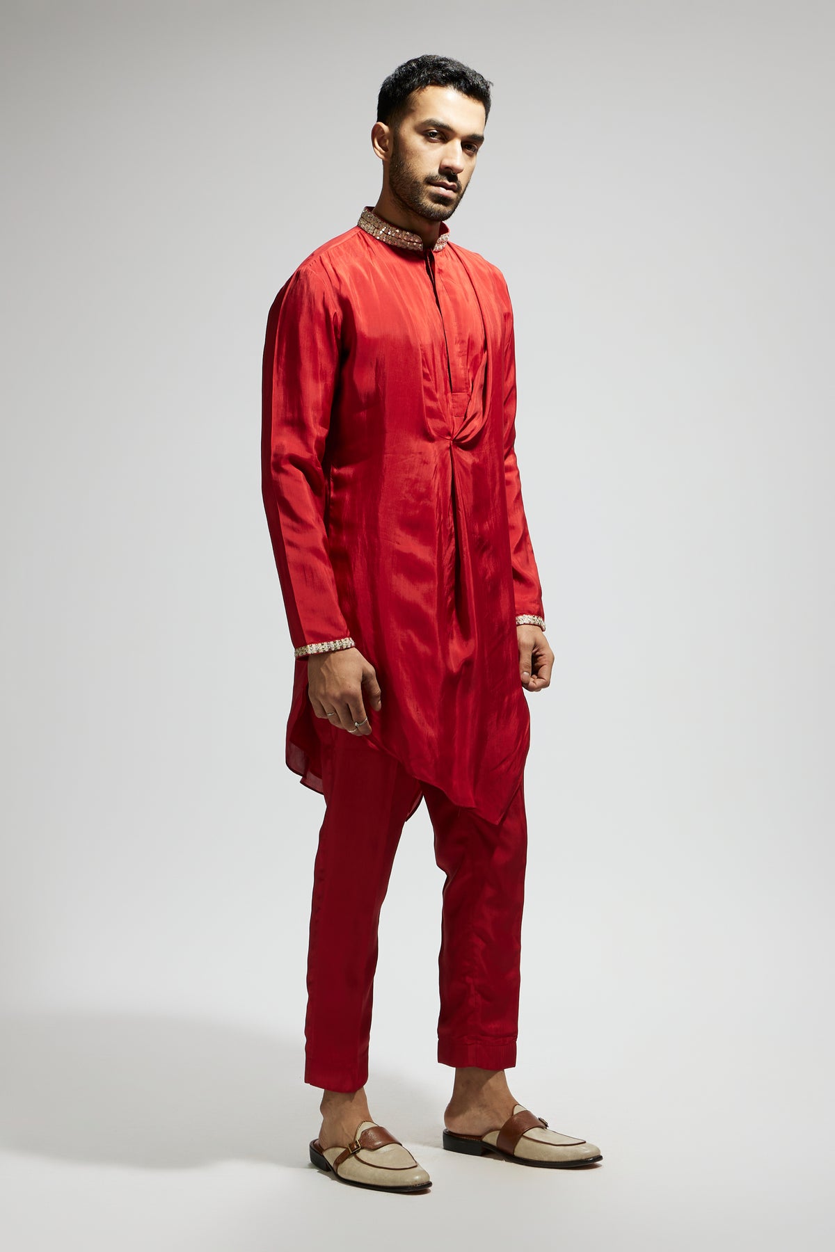 Orange Solid Kurta Set