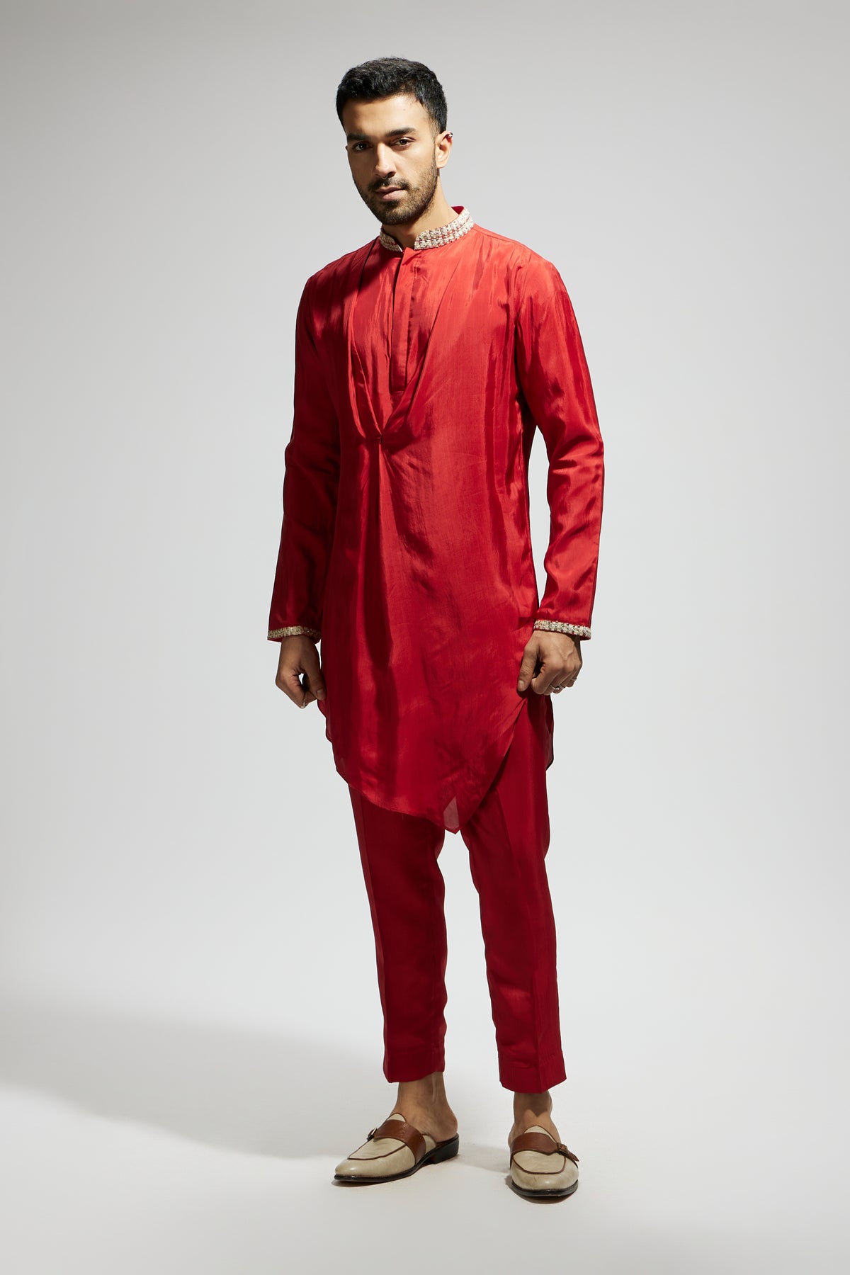 Orange Solid Kurta Set