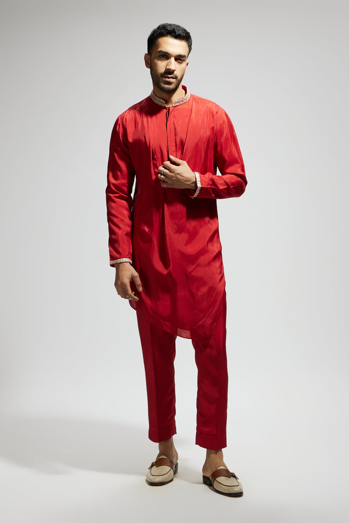 Orange Solid Kurta Set