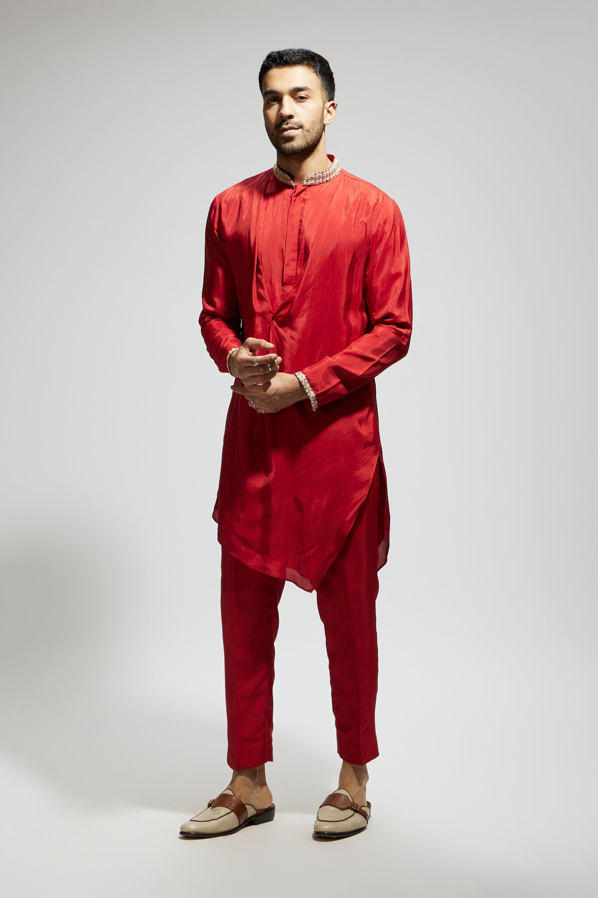 Orange Solid Kurta Set