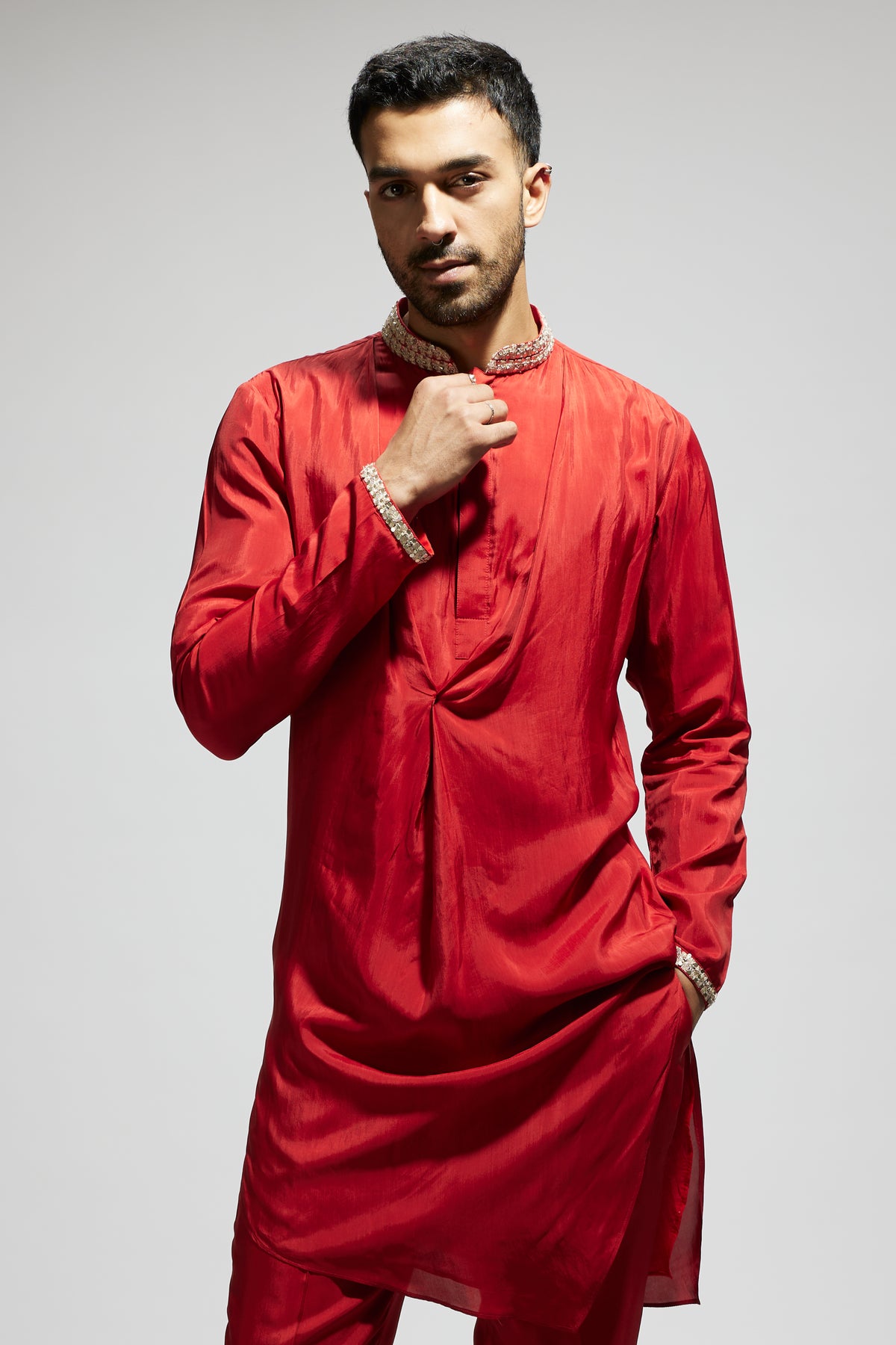 Orange Solid Kurta Set