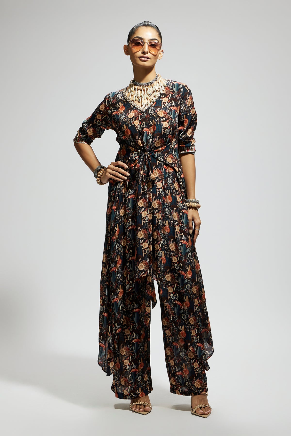 Black Jaal Print Tunic Set