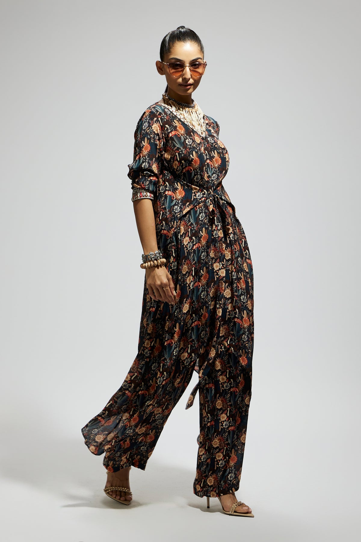 Black Jaal Print Tunic Set