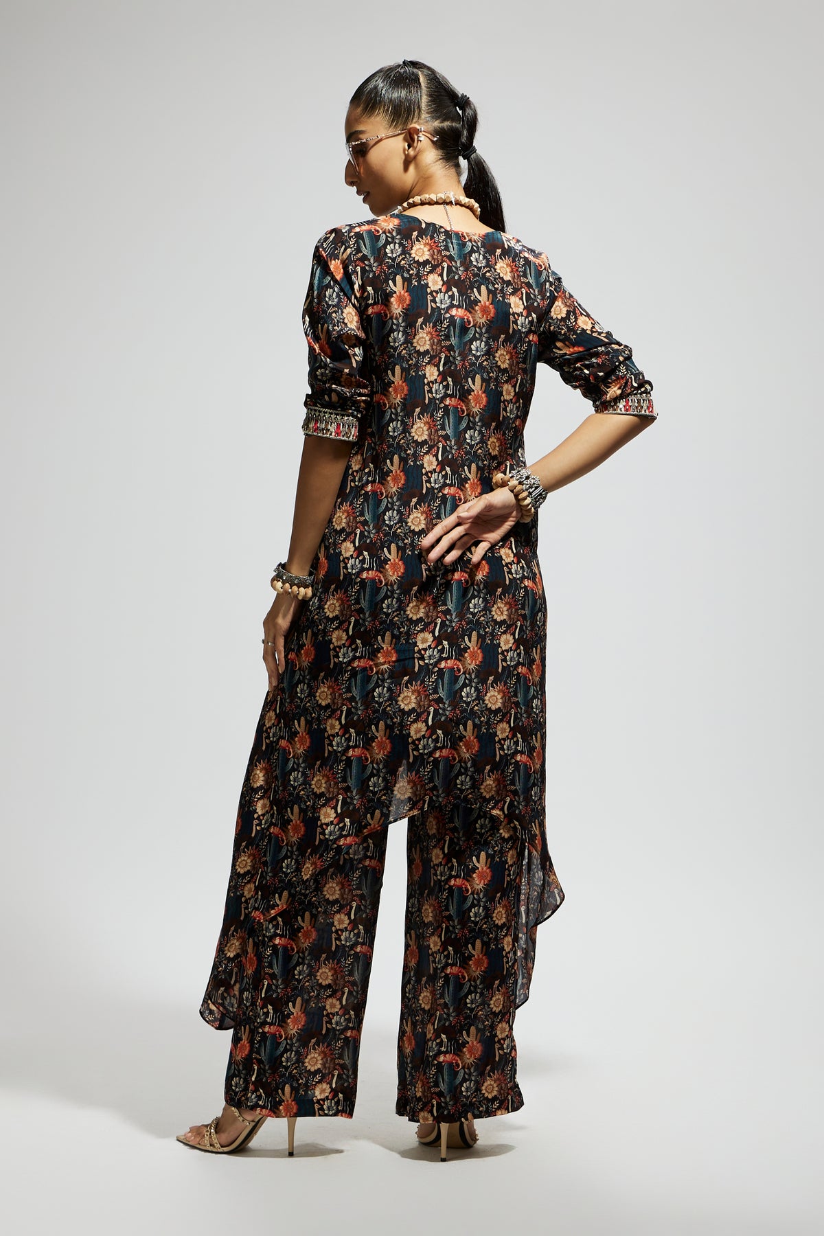 Black Jaal Print Tunic Set