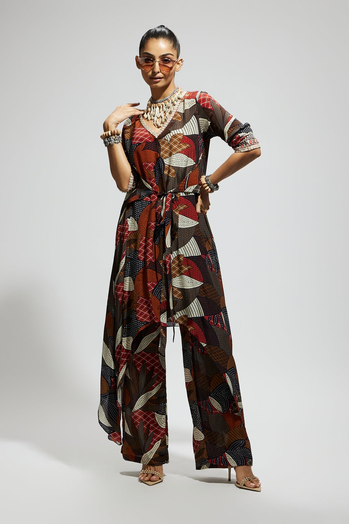 Abstract Print Tunic Set