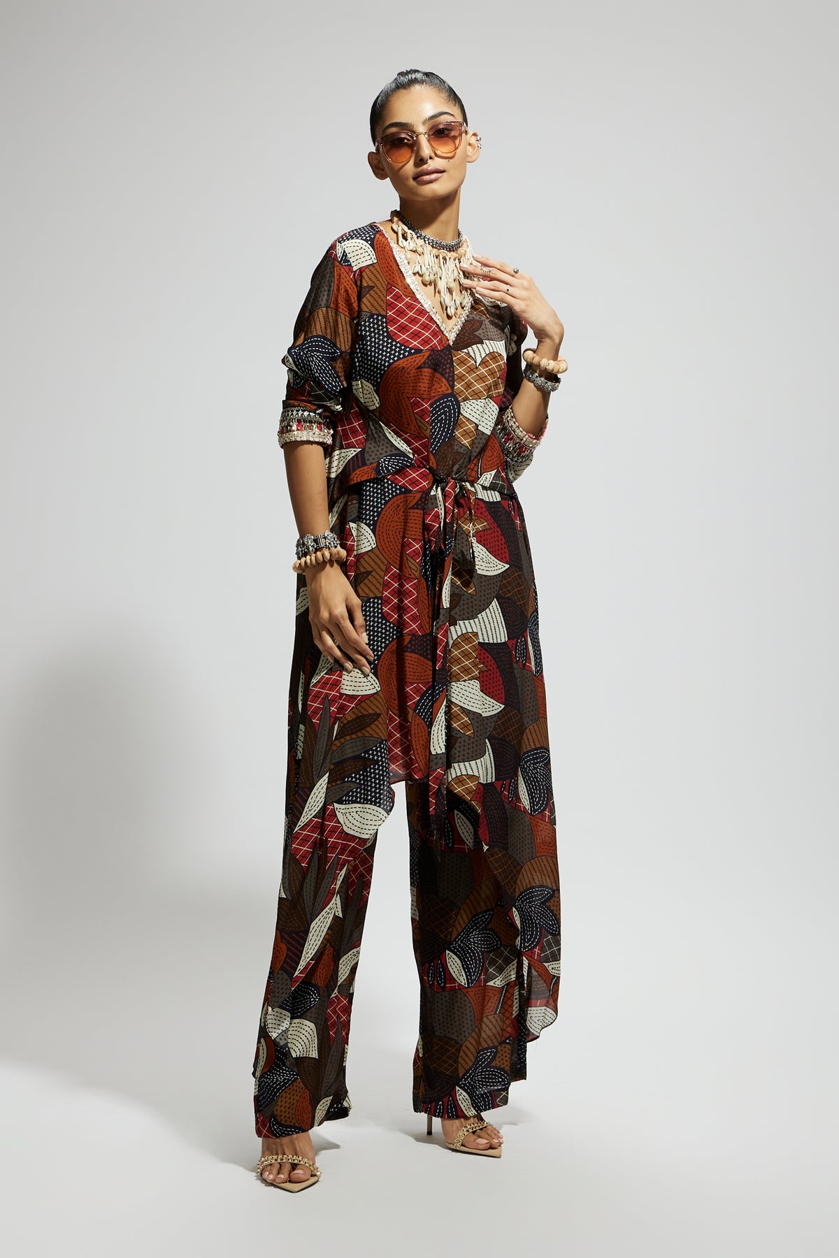 Abstract Print Tunic Set