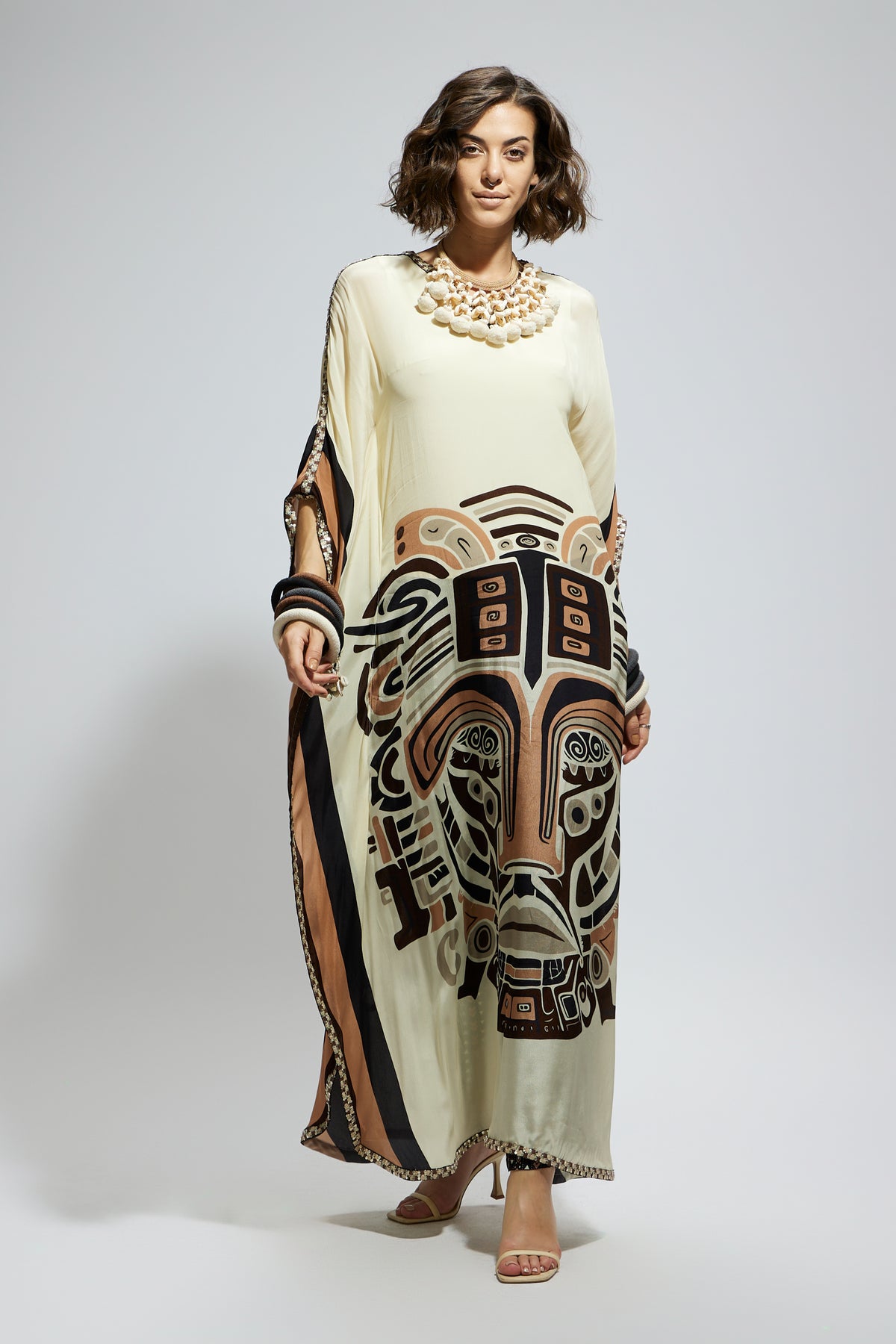 Ivory Mask Kaftan With Pants