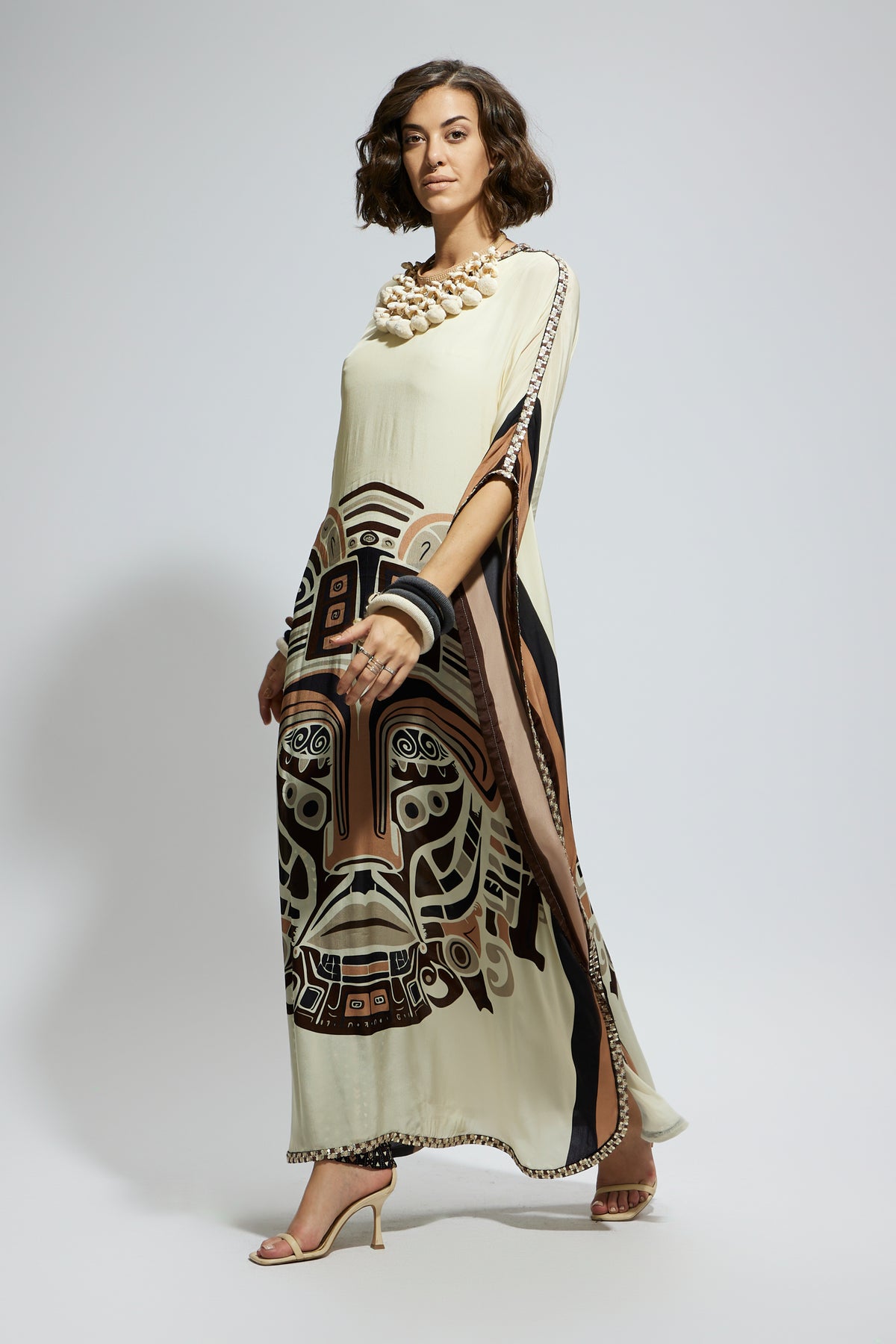 Ivory Mask Kaftan With Pants