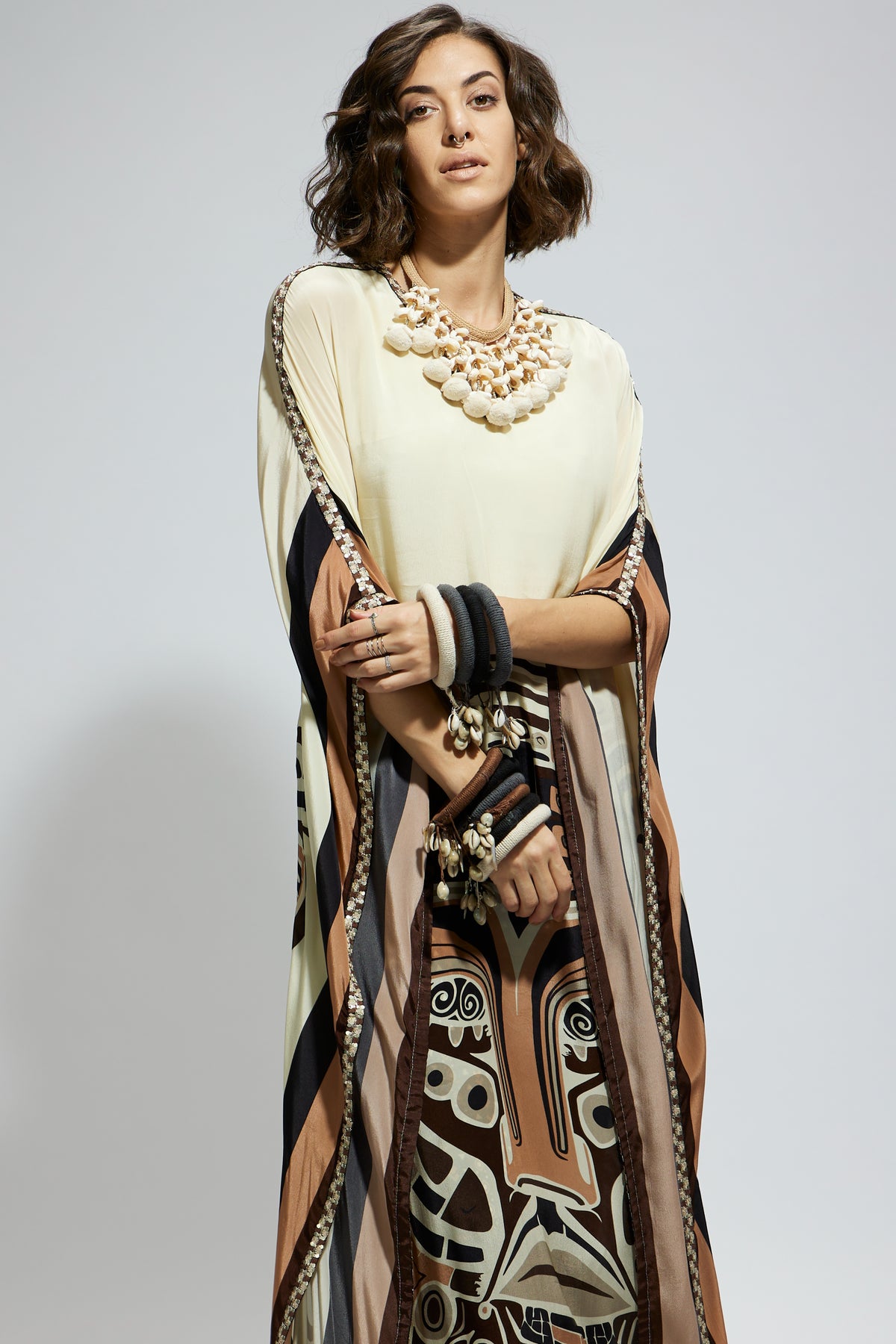 Ivory Mask Kaftan With Pants
