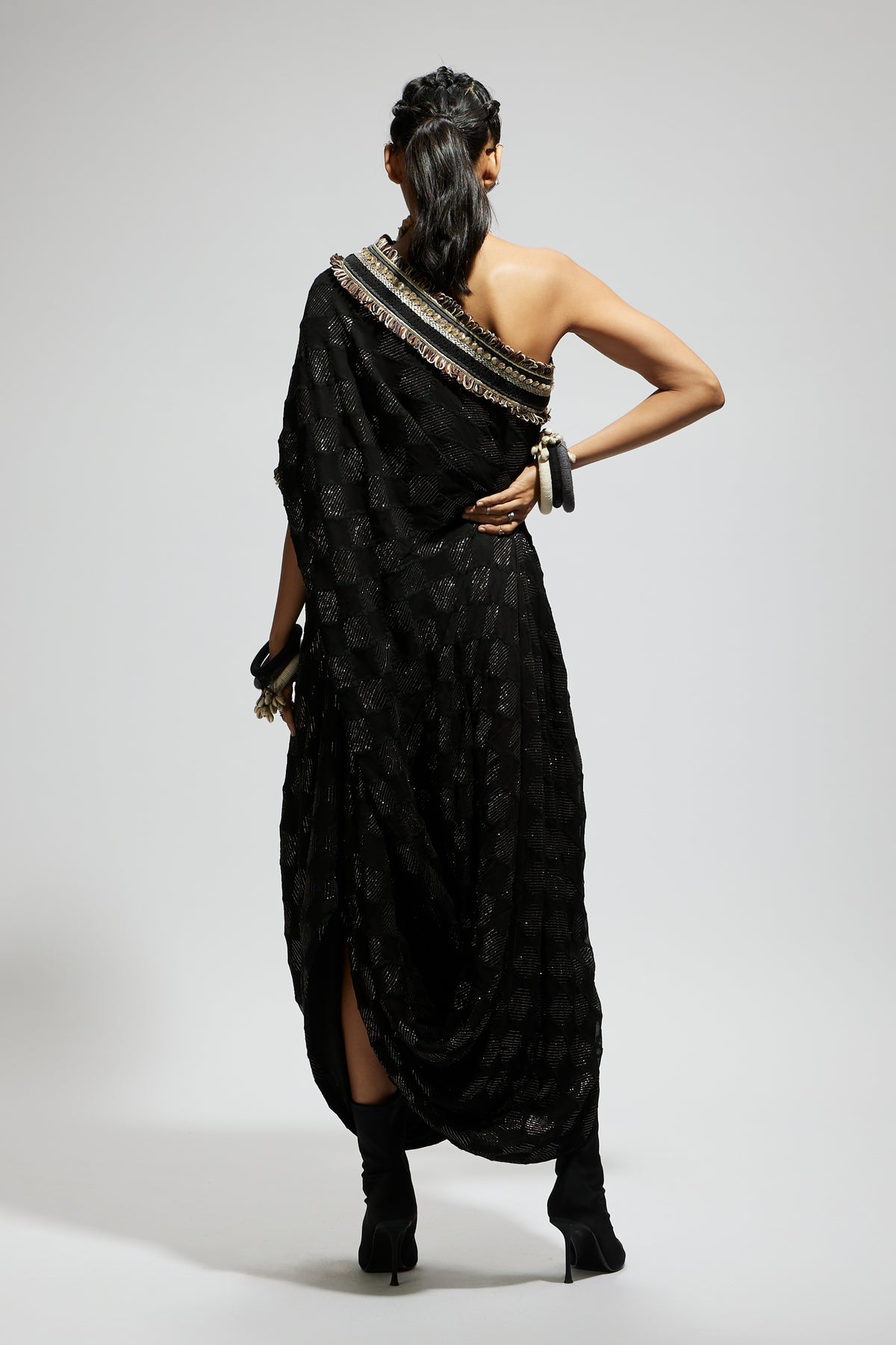 Aztec One Shoulder Cowl Dress