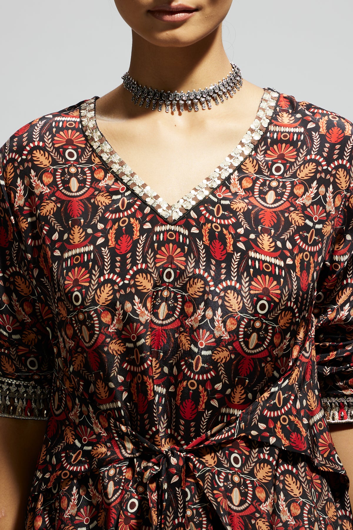 Grey Jaal Print Tunic Set