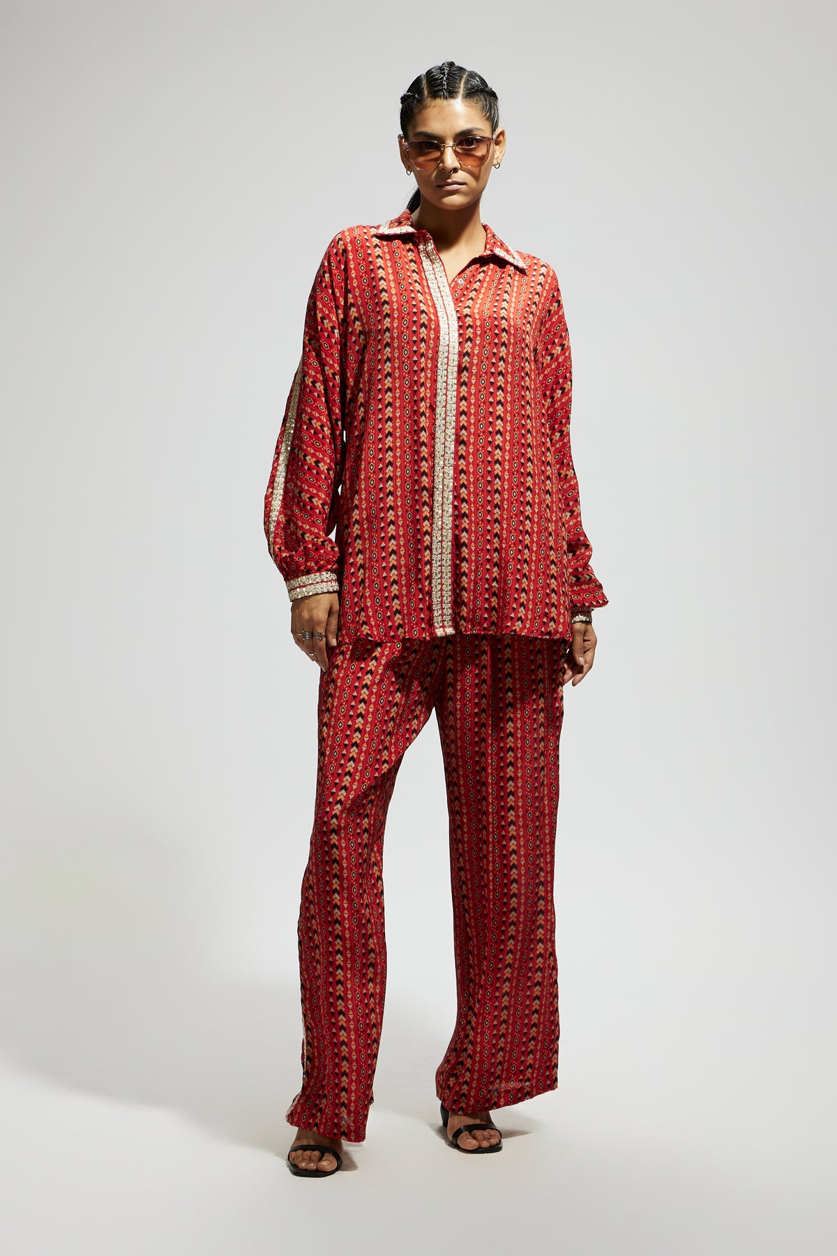 Orange Embellished Oversized Co-ord Set