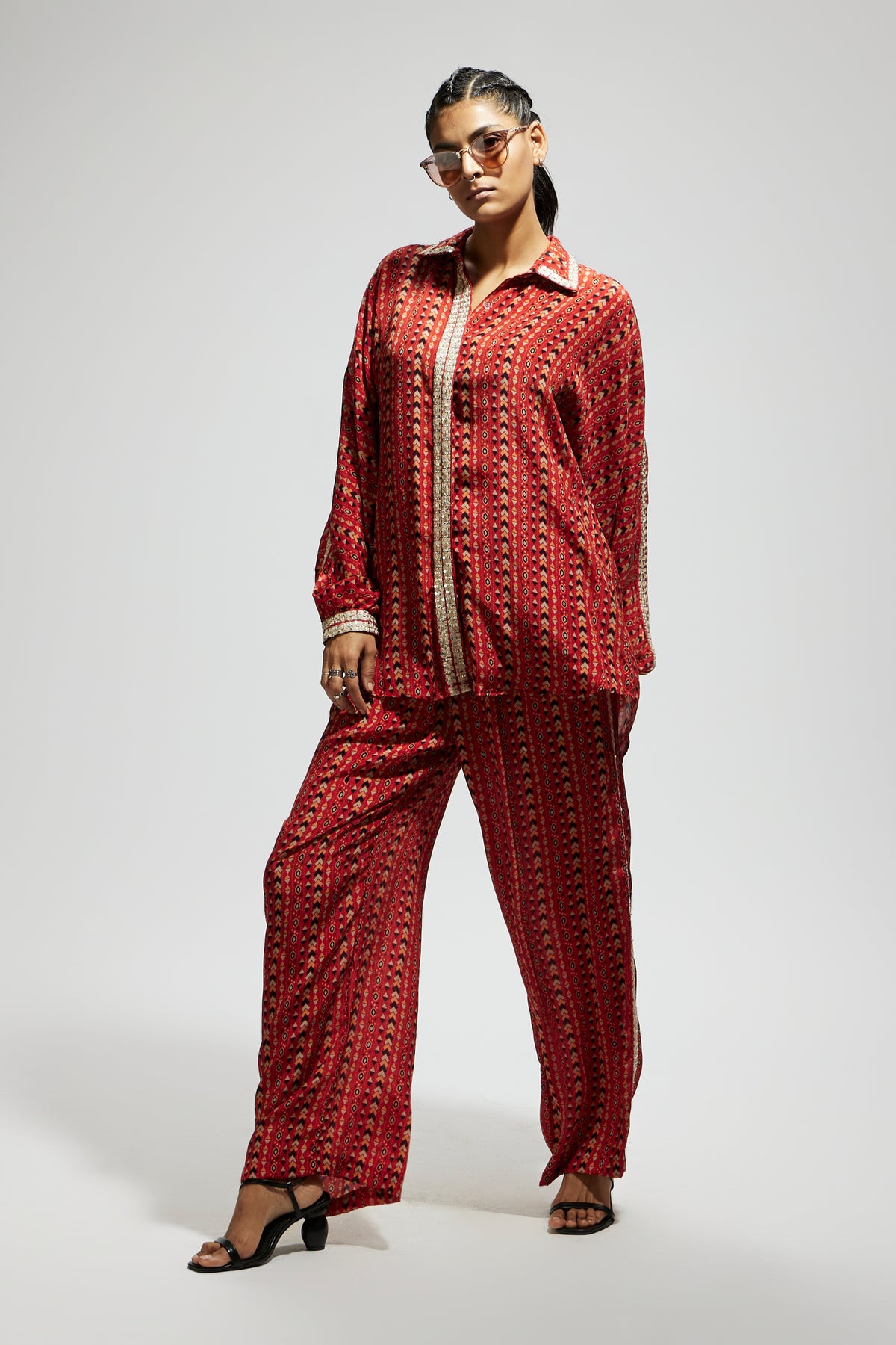 Orange Embellished Oversized Co-ord Set
