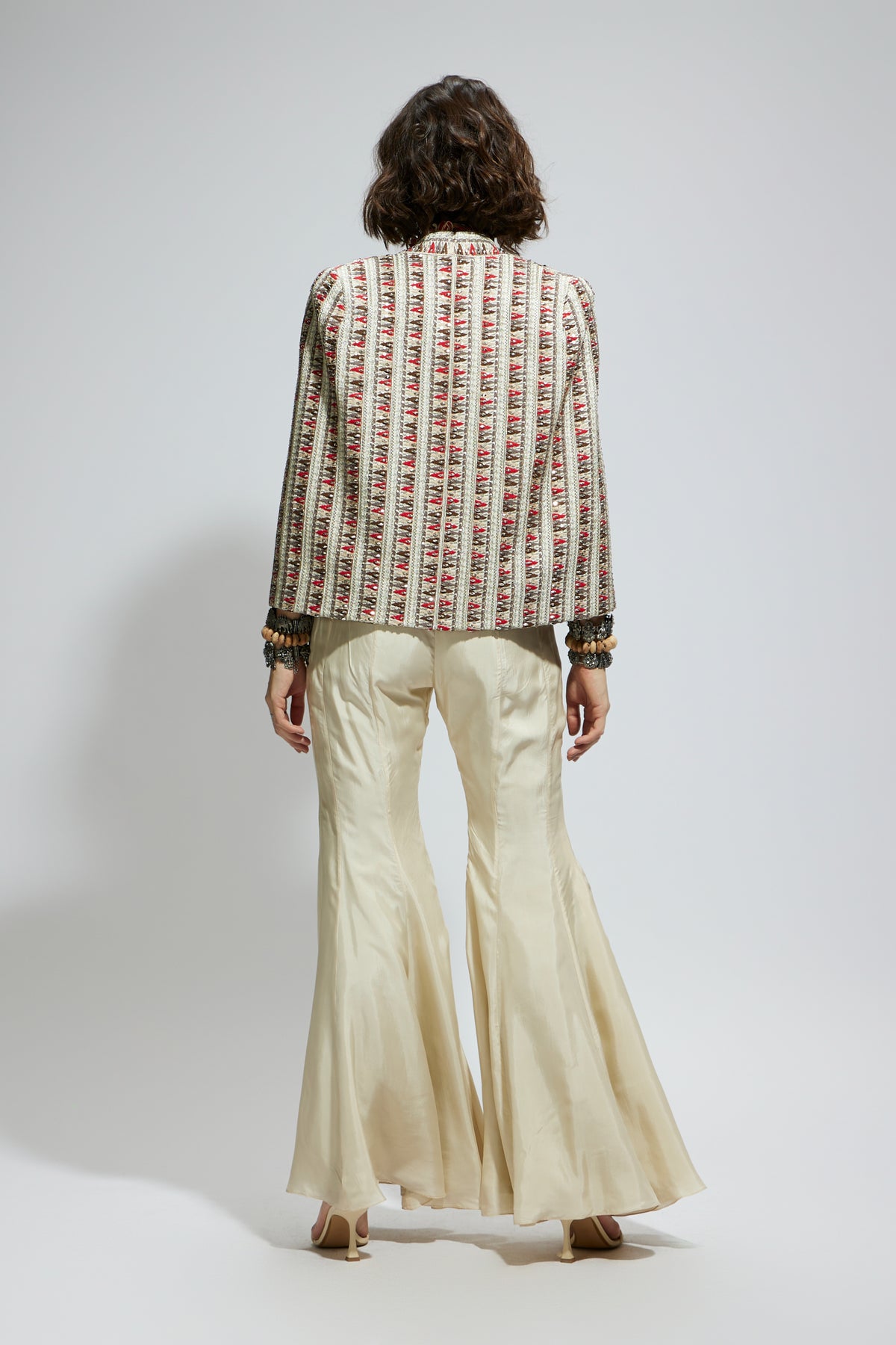 Embellished Jacket Set With Sharara
