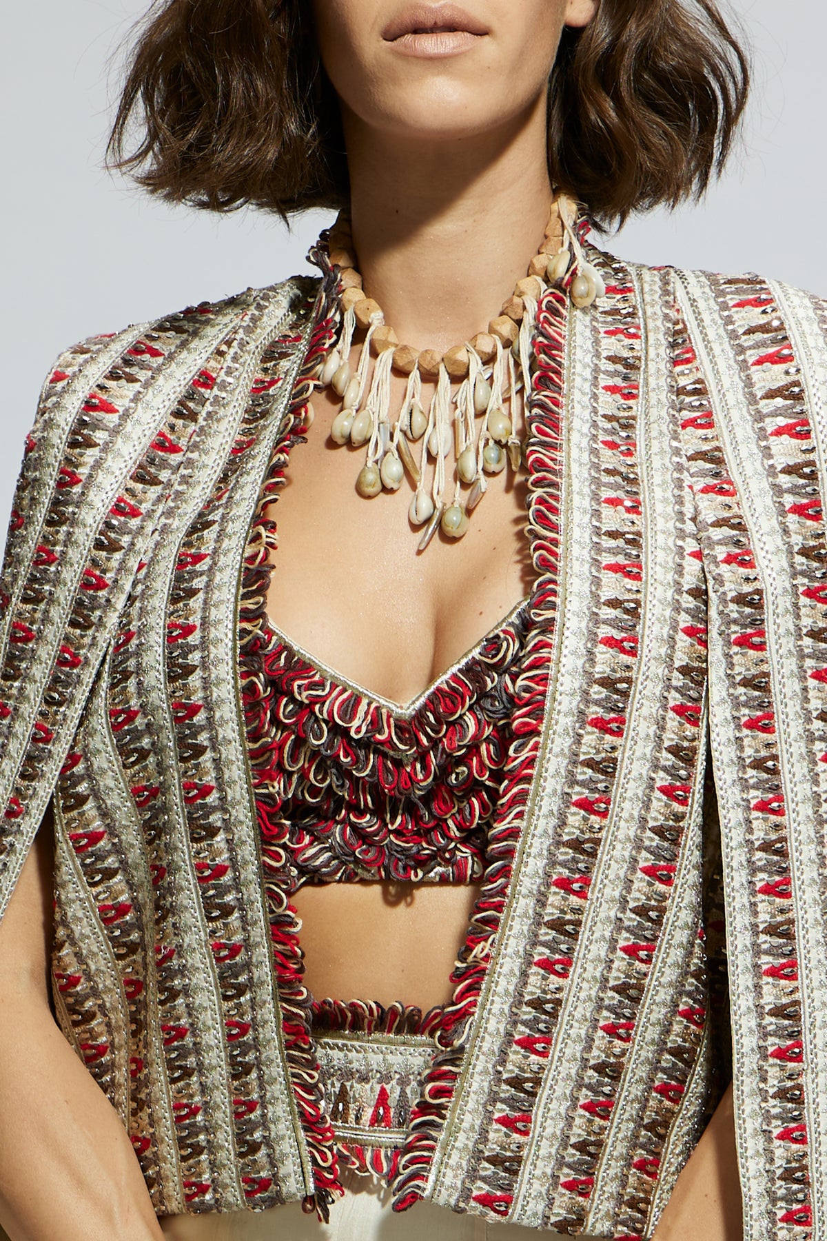 Embellished Jacket Set With Sharara