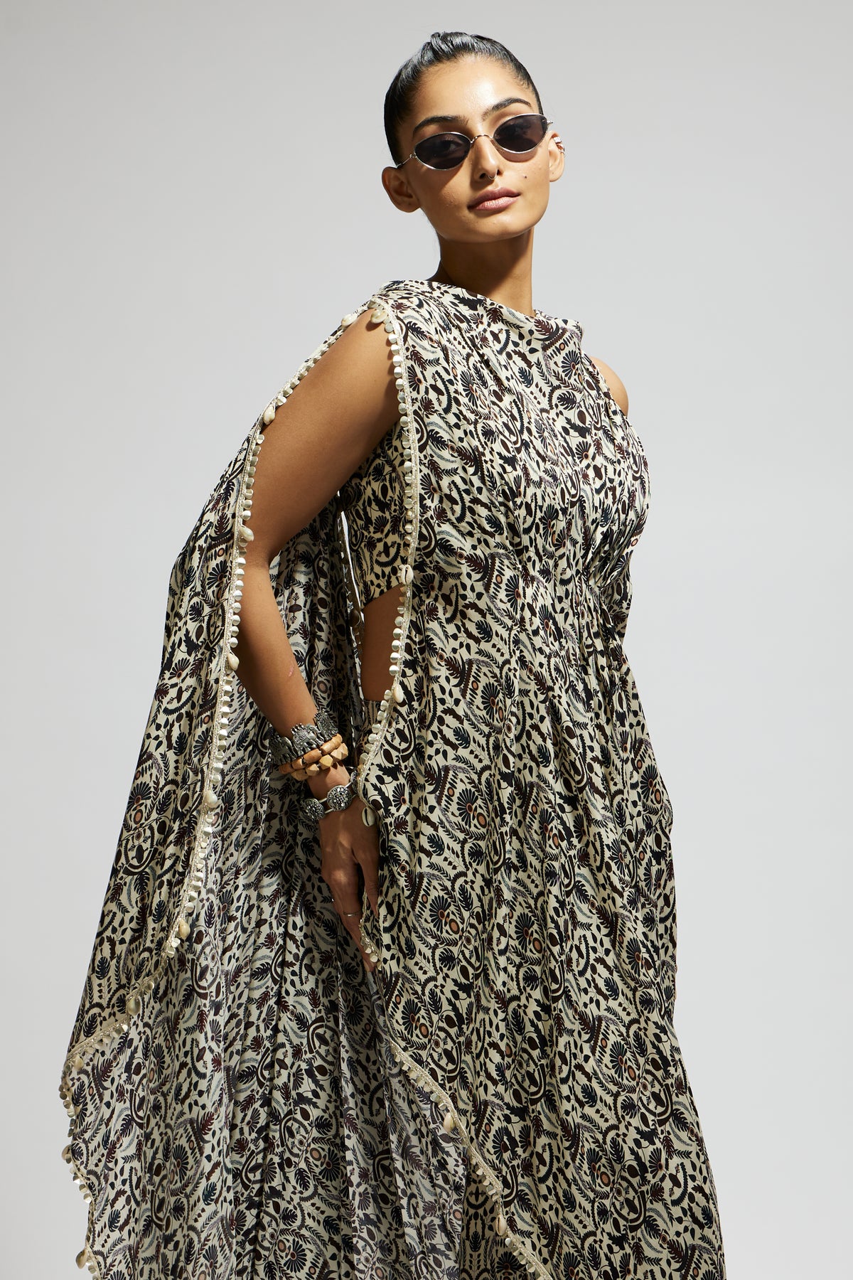 Jaal Print Crop Top With Pants