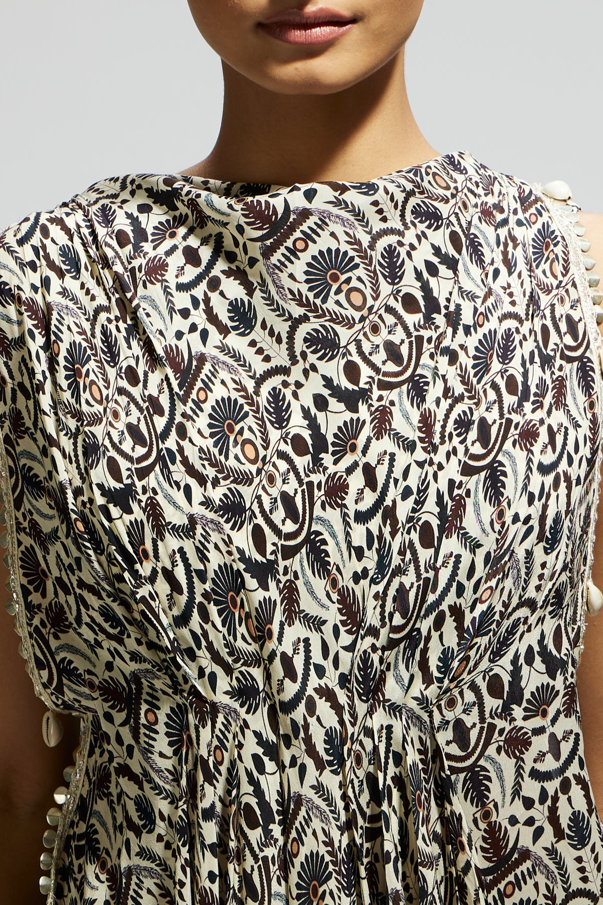 Jaal Print Crop Top With Pants